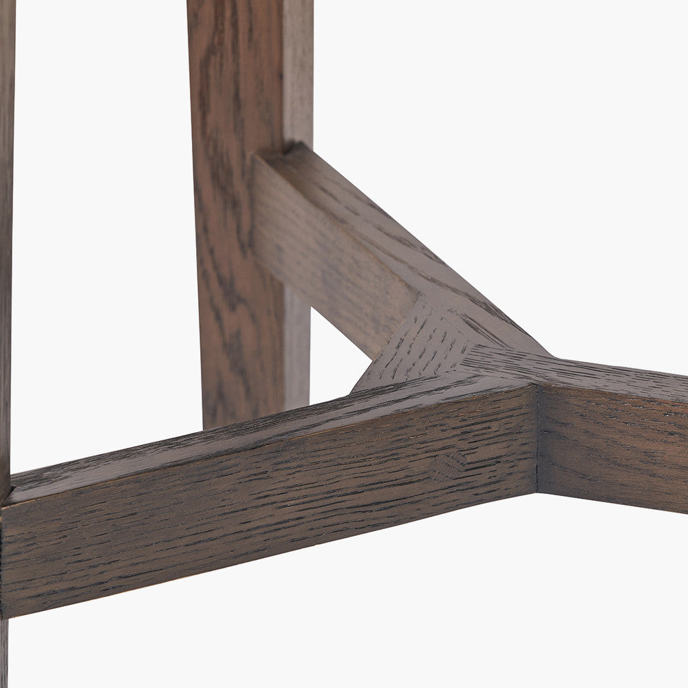 Raie Dark Brown Ribbed Oak & Pine Wood 1 Drawer Unit