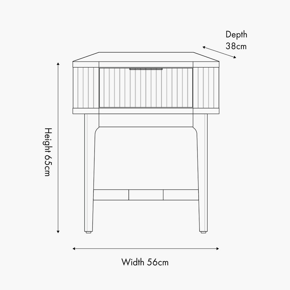 Raie Dark Brown Ribbed Oak & Pine Wood 1 Drawer Unit