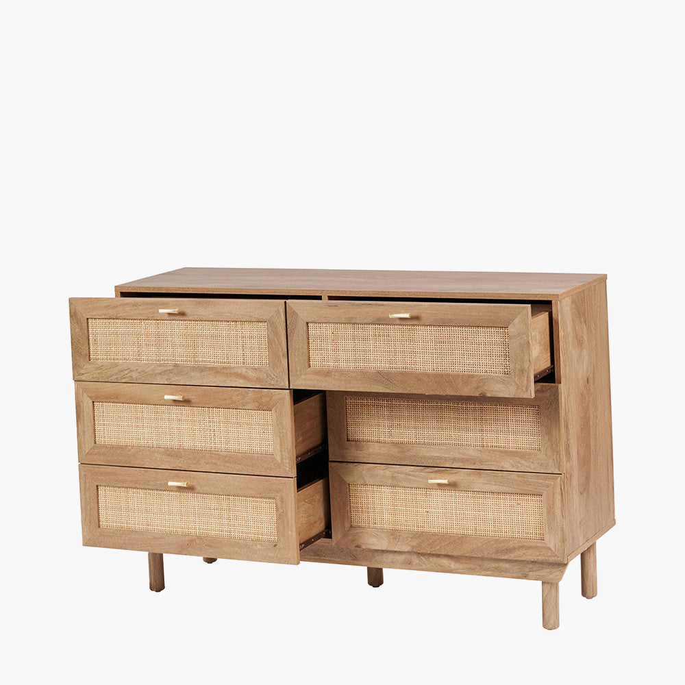 Henrik Natural Wood & Rattan Chest of Drawers