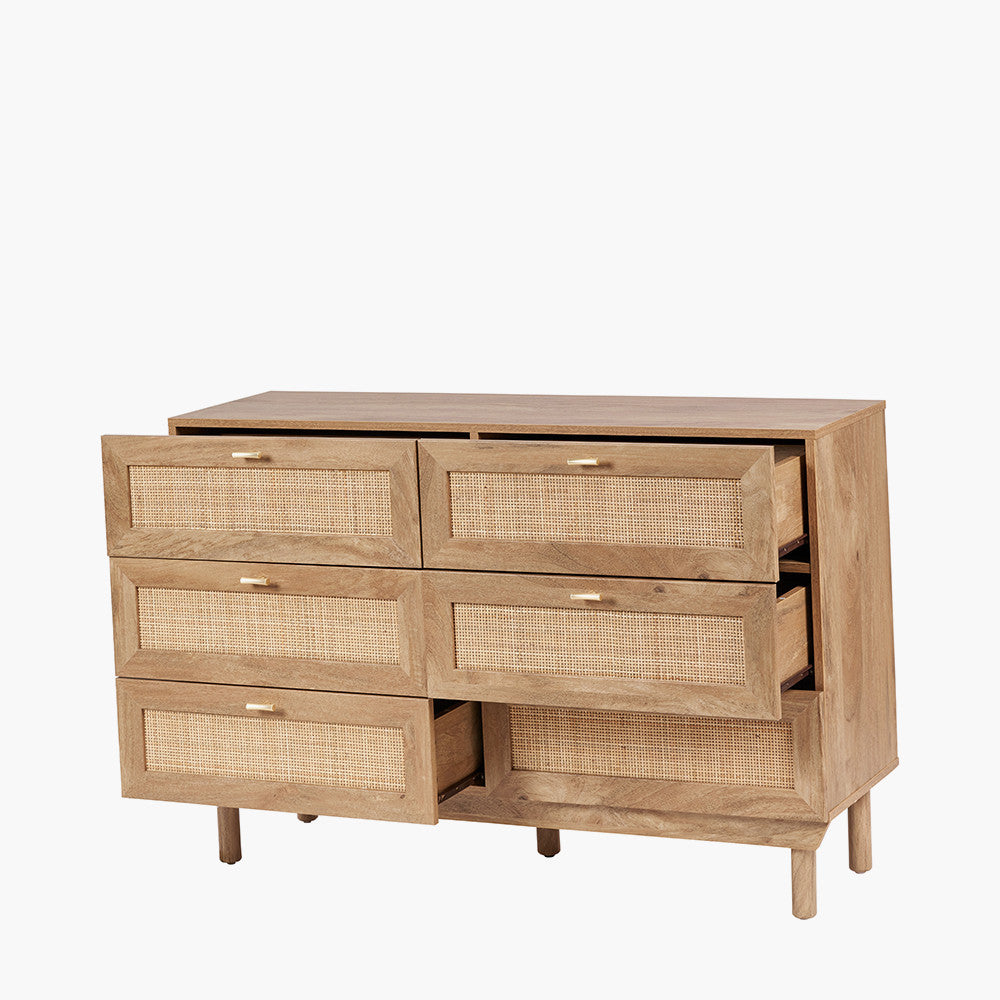 Henrik Natural Wood & Rattan Chest of Drawers