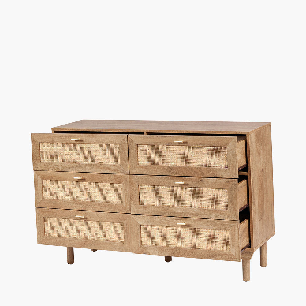 Henrik Natural Wood & Rattan Chest of Drawers