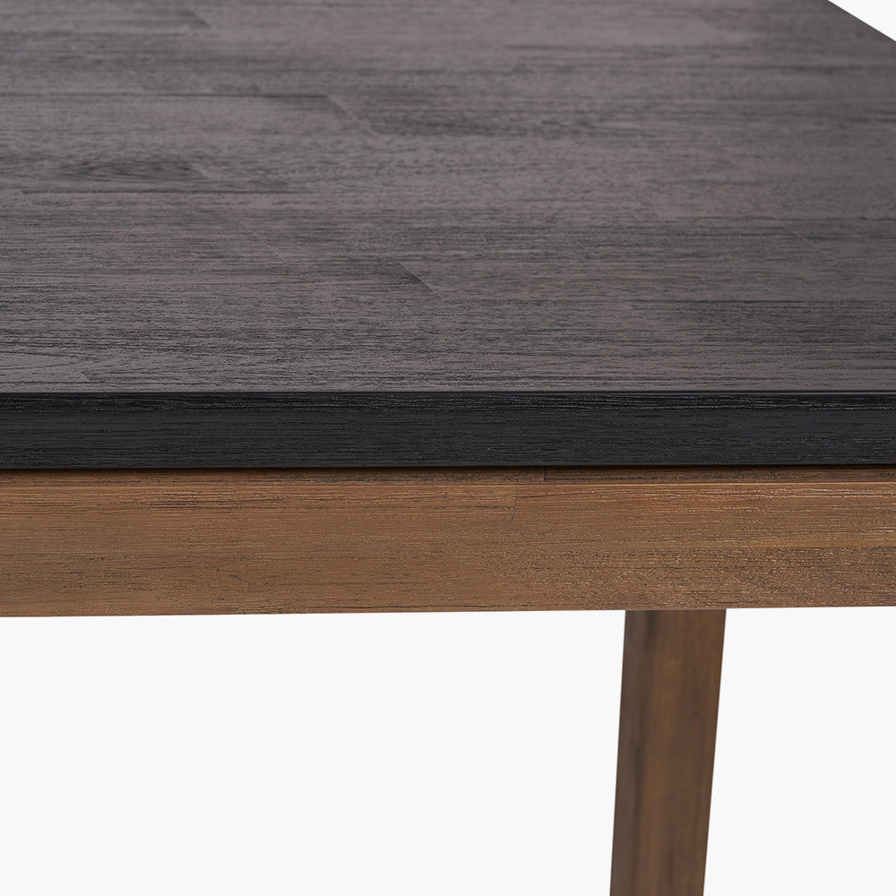 Gio Black & Natural Acacia Wood Rectangle Dining Table | 6 Seater