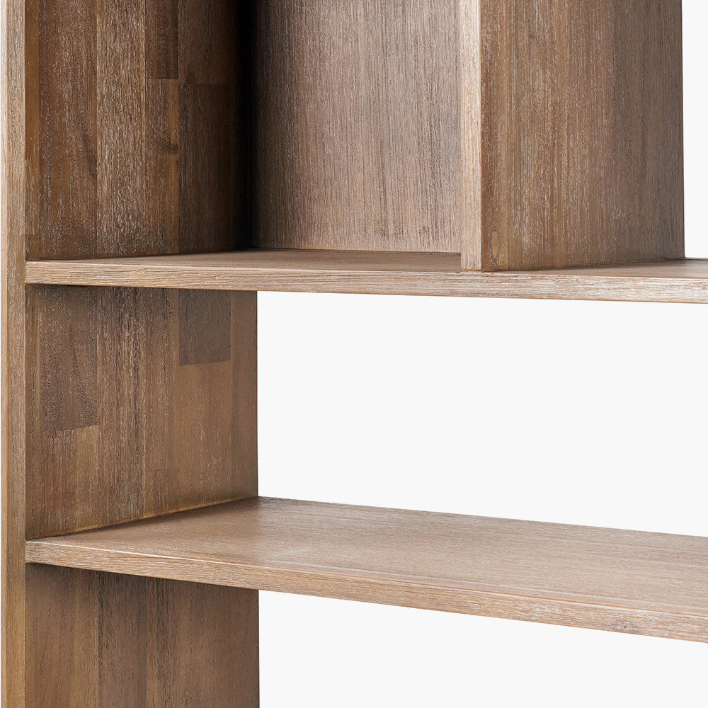 Gio Black & Natural Acacia Wood 2 Drawer, 7 Niche Display Unit