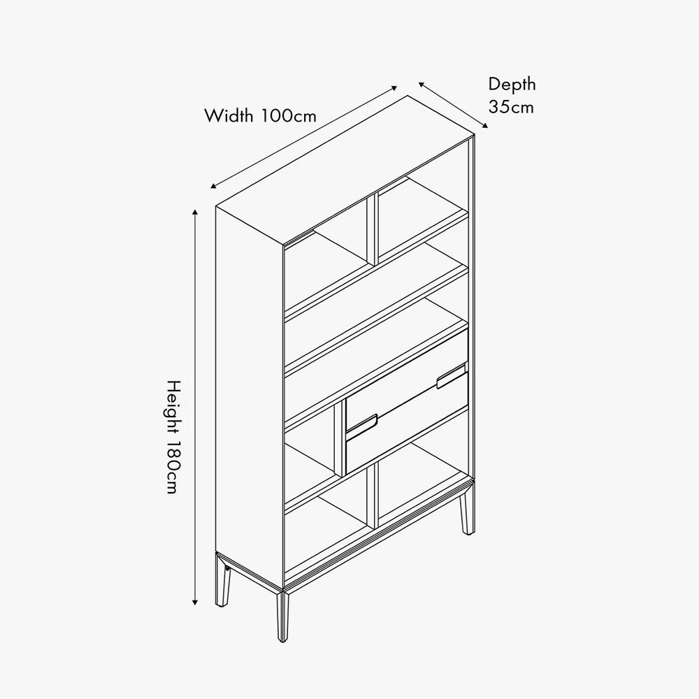 Gio Black & Natural Acacia Wood 2 Drawer, 7 Niche Display Unit