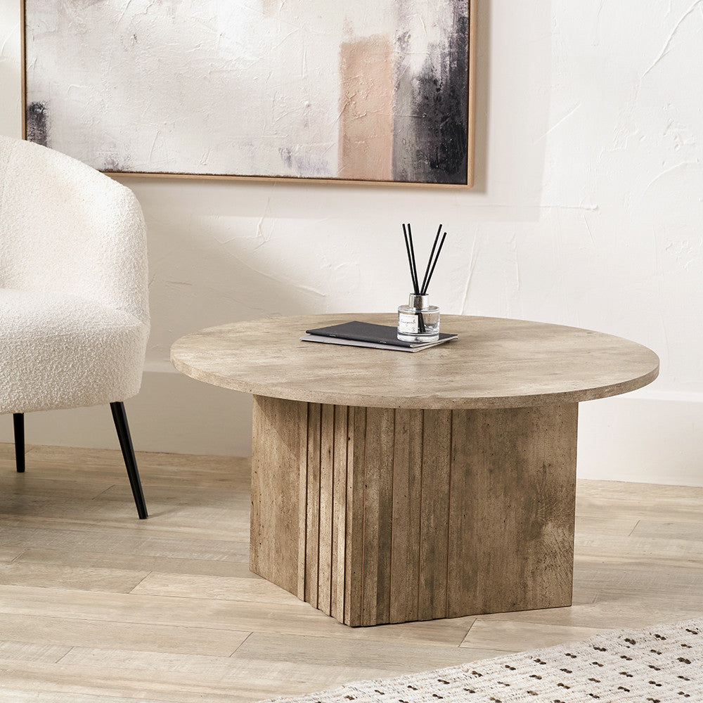 Elkton Concrete Effect Groove Detail Coffee Table