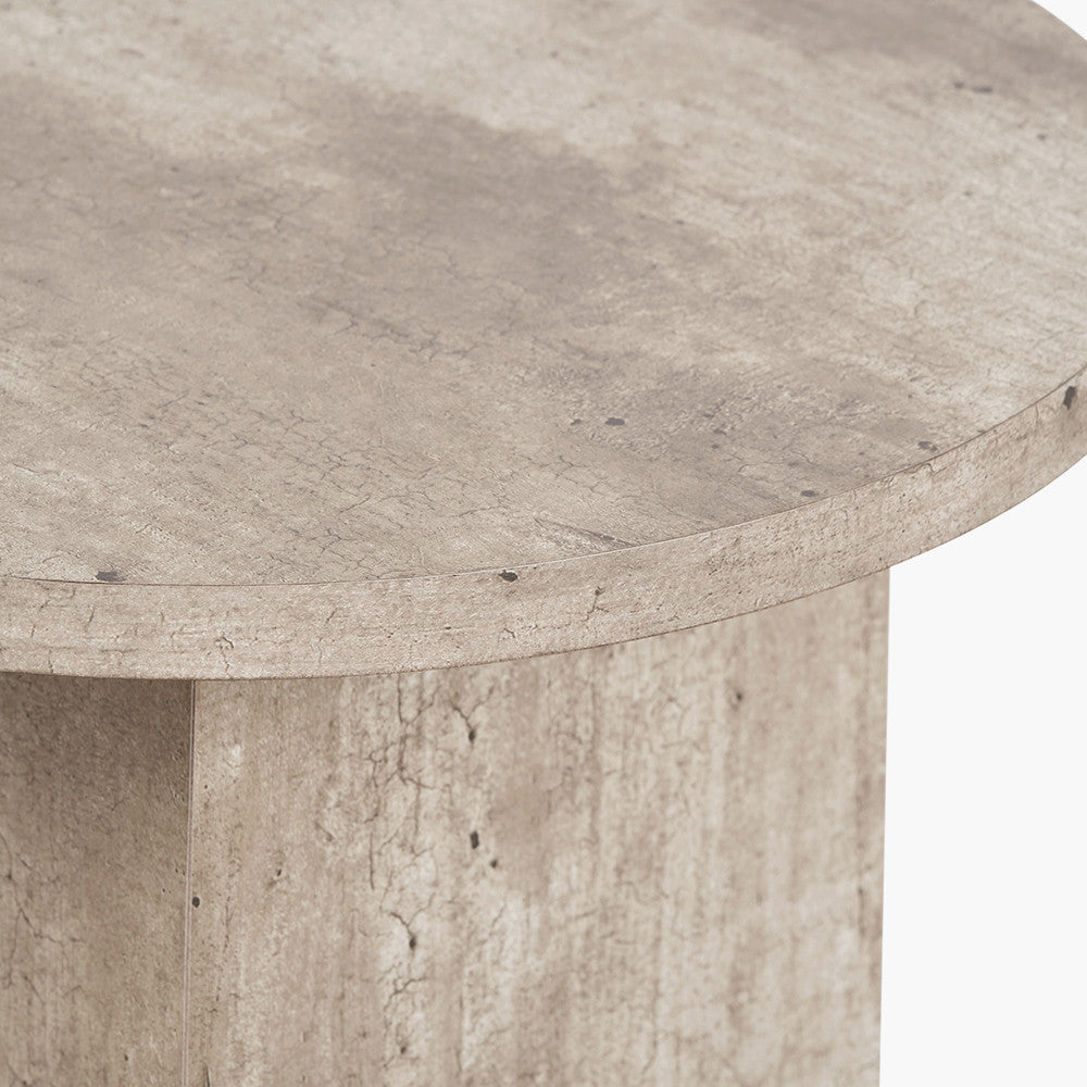 Elkton Concrete Effect Groove Detail Side Table