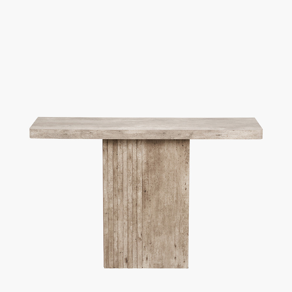 Elkton Concrete Effect Groove Detail Console Table
