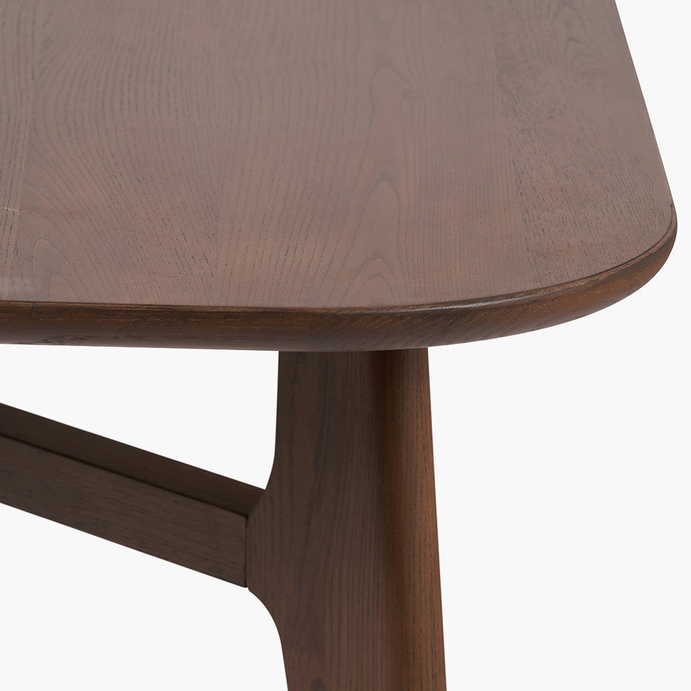 Elias Dark Ash Wood Retro Rectangle Dining Table | 6 Seater