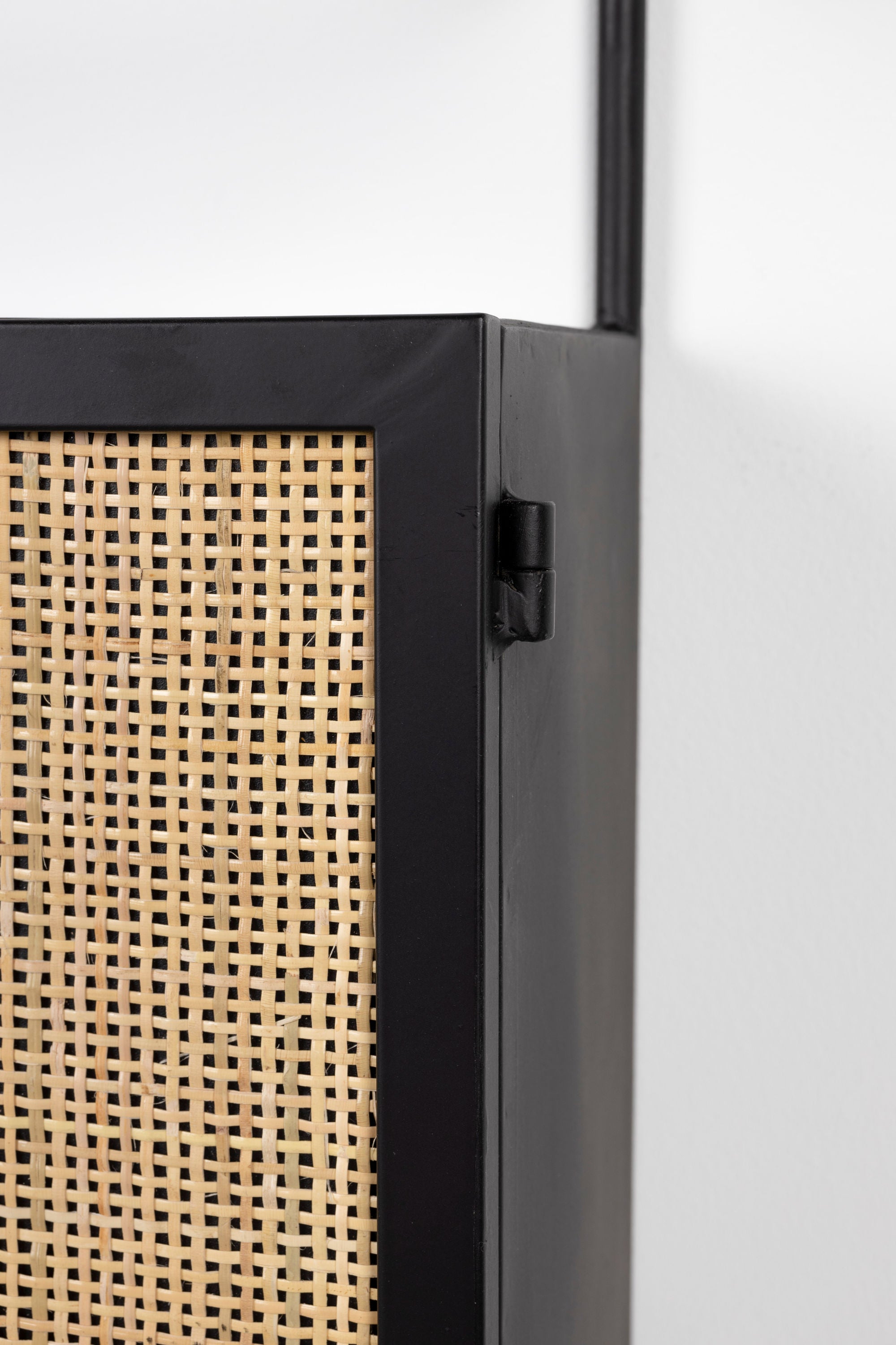 Guuji Black Wood & Natural Rattan Wine Shelf