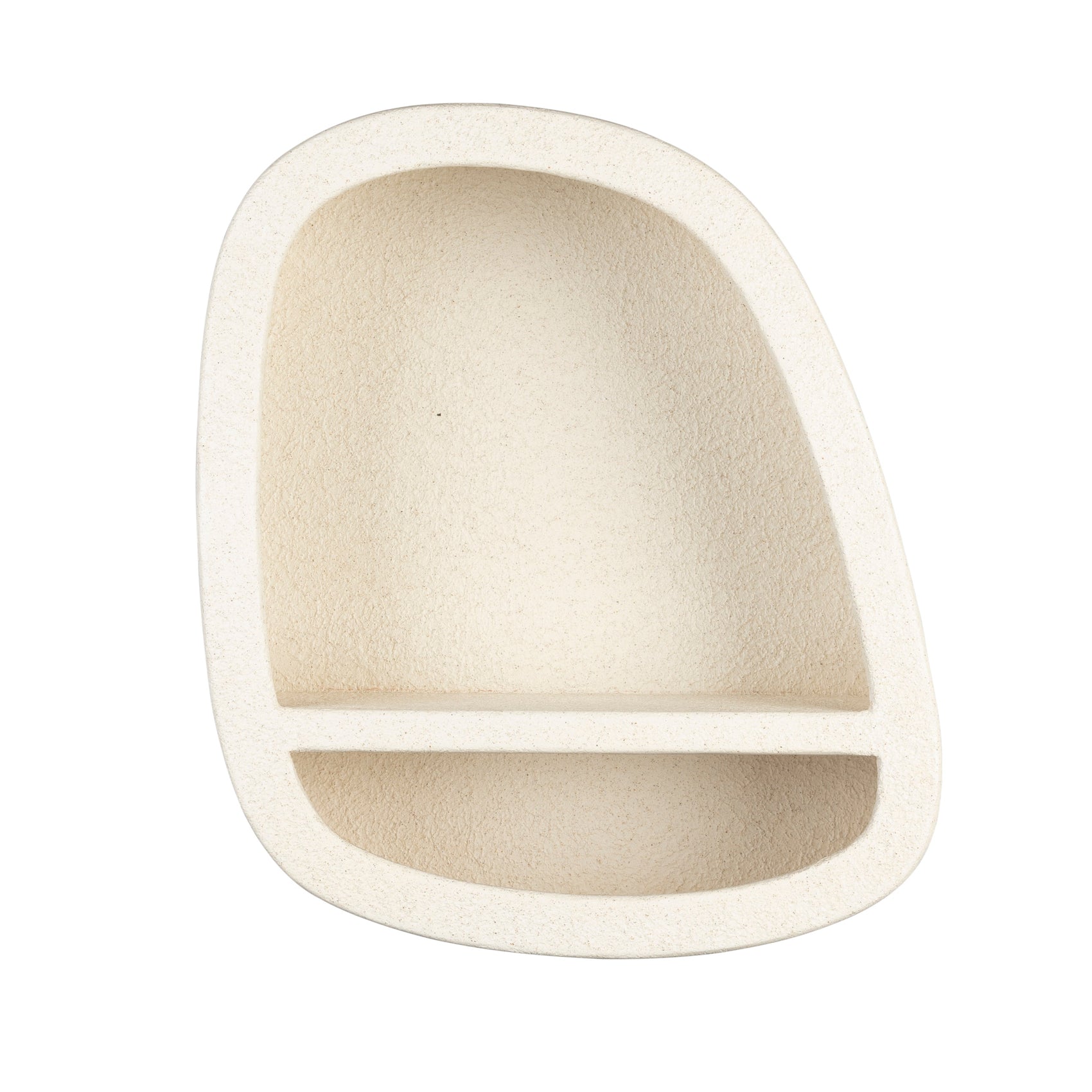 Dutchbone Veda Organic Curved Neutral Marble Single Wall Shelf Medium