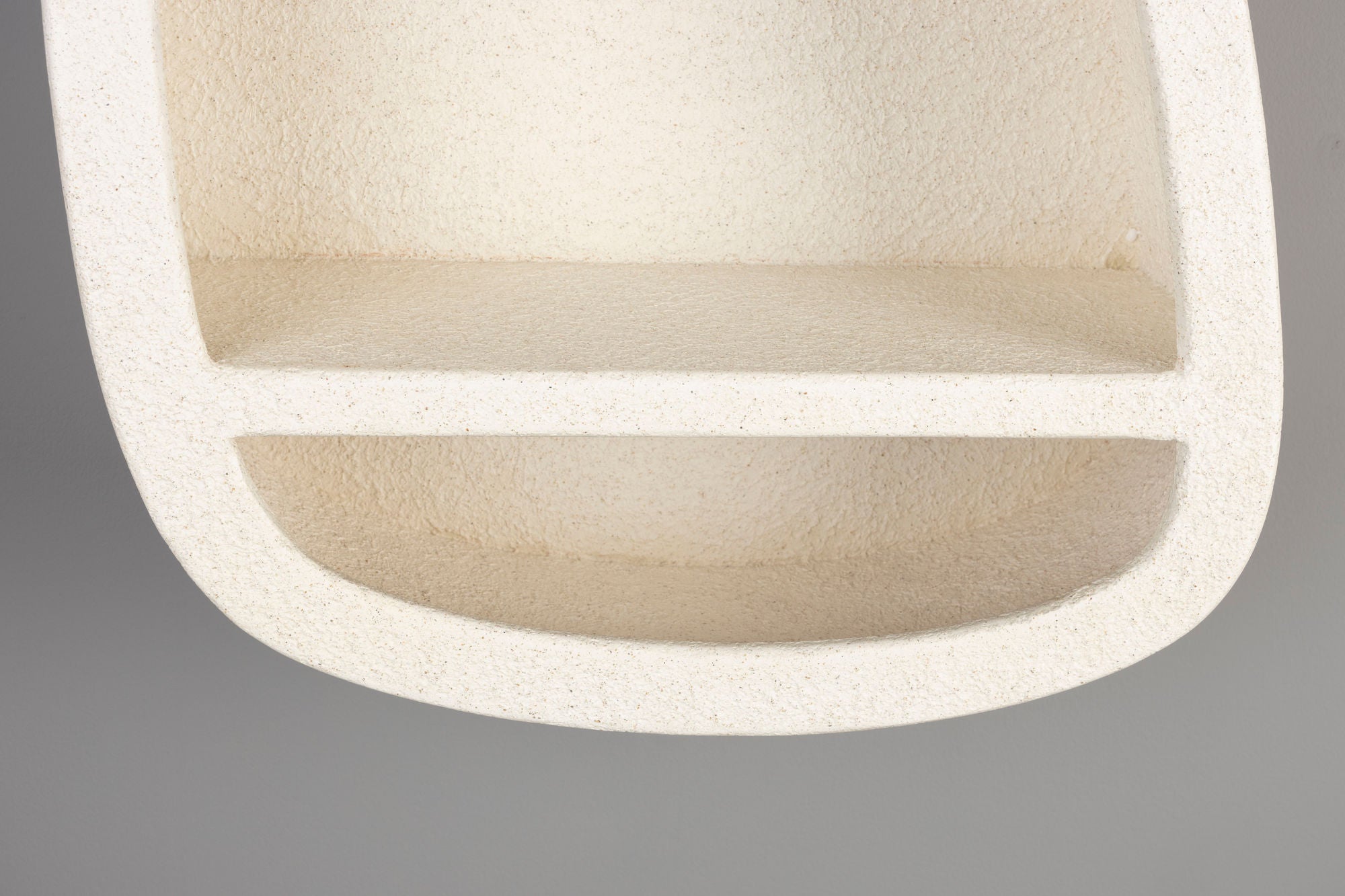 Dutchbone Veda Organic Curved Neutral Marble Single Wall Shelf Medium