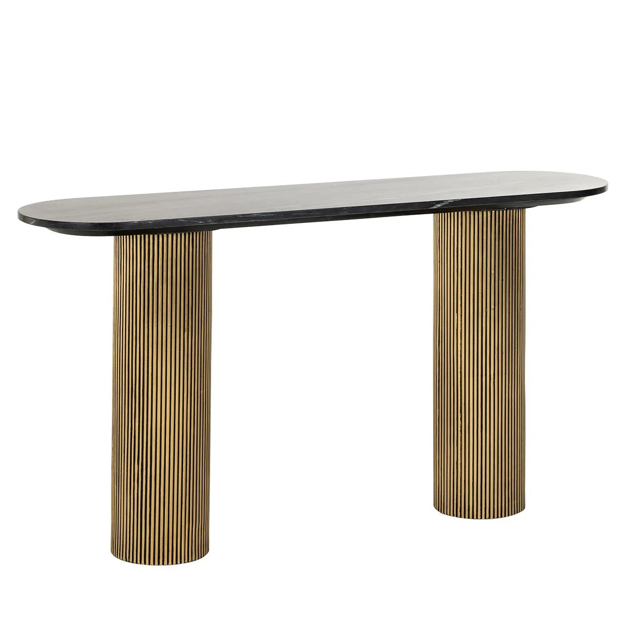 Richmond Interiors Dayton Ribbed Gold & Black Marble Console Table
