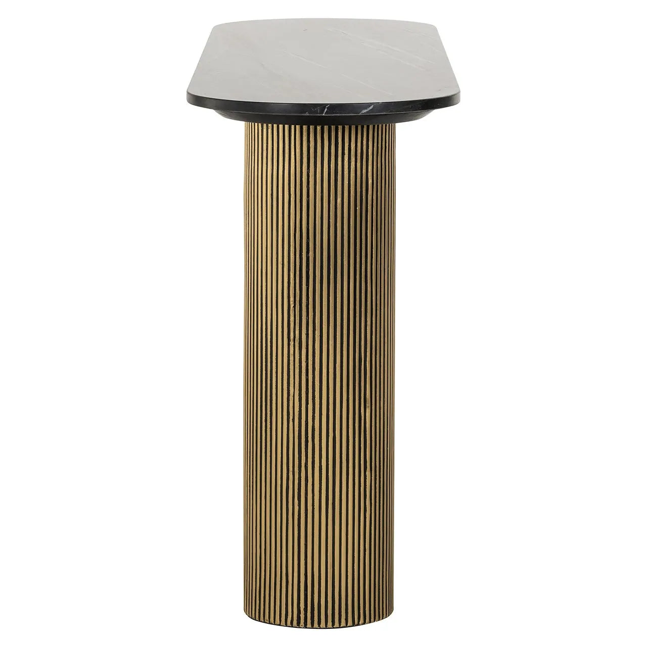 Richmond Interiors Dayton Ribbed Gold & Black Marble Console Table