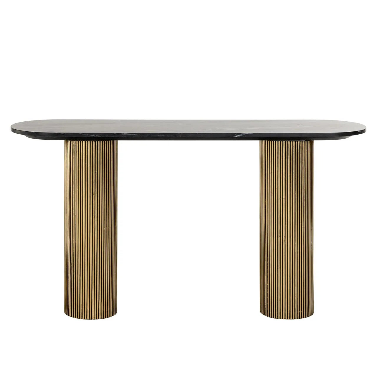 Richmond Interiors Dayton Ribbed Gold & Black Marble Console Table