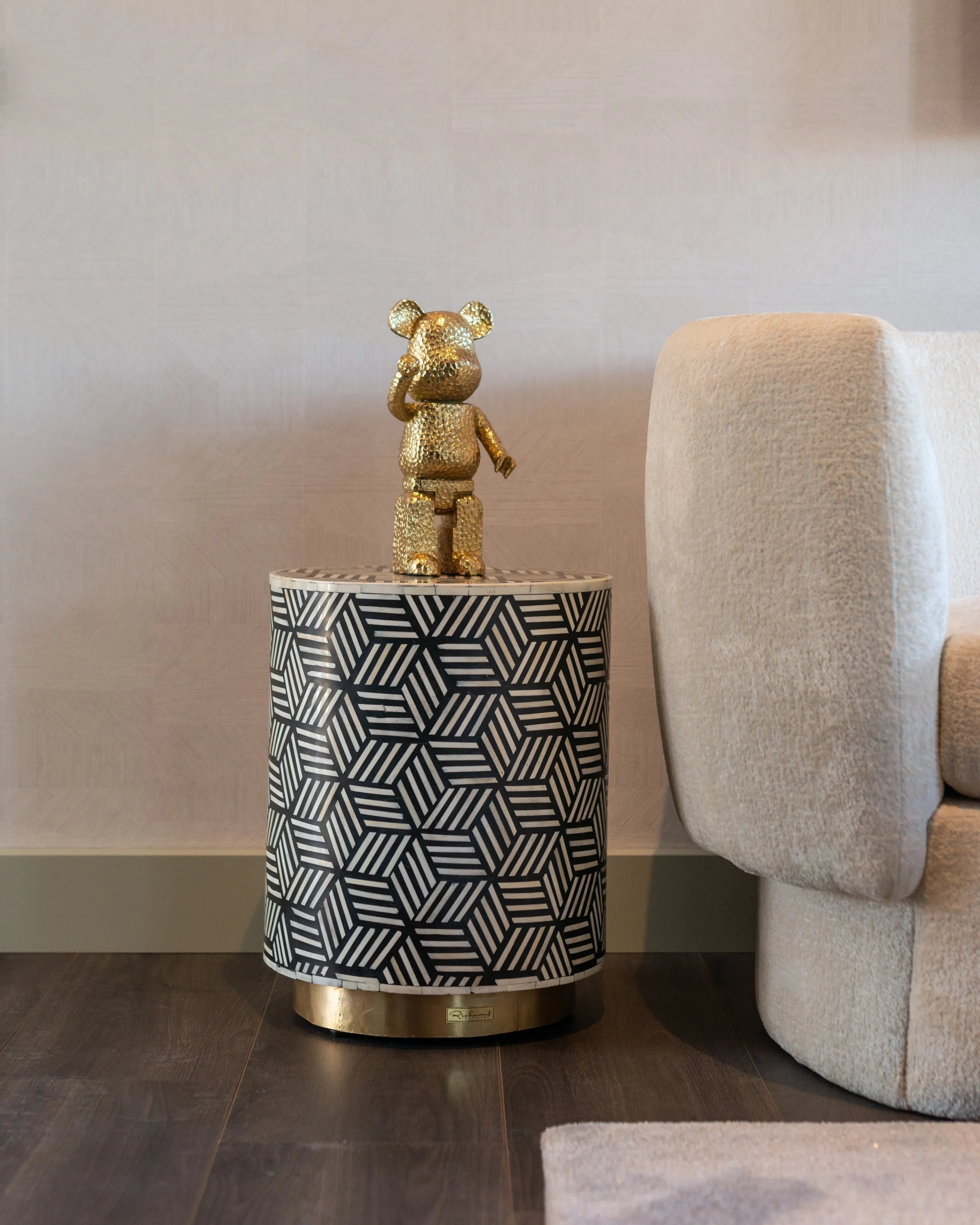 Richmond Interiors Art Deco Hammered Gold Standing Bear Ornament
