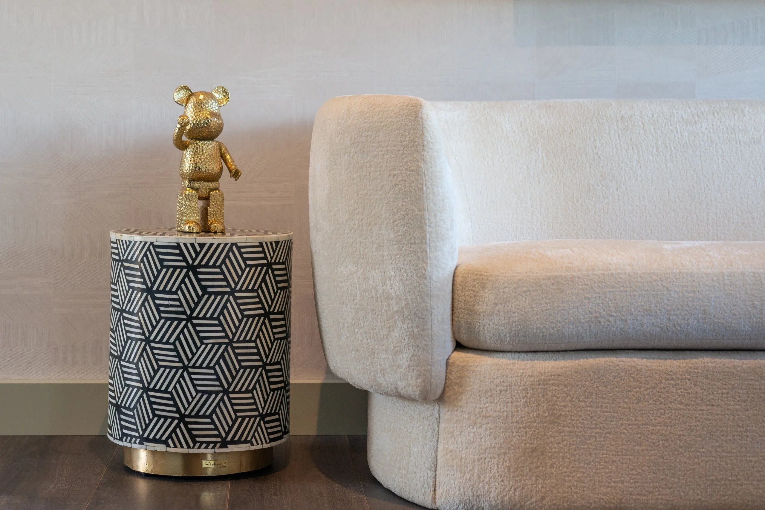 Richmond Interiors Art Deco Hammered Gold Standing Bear Ornament