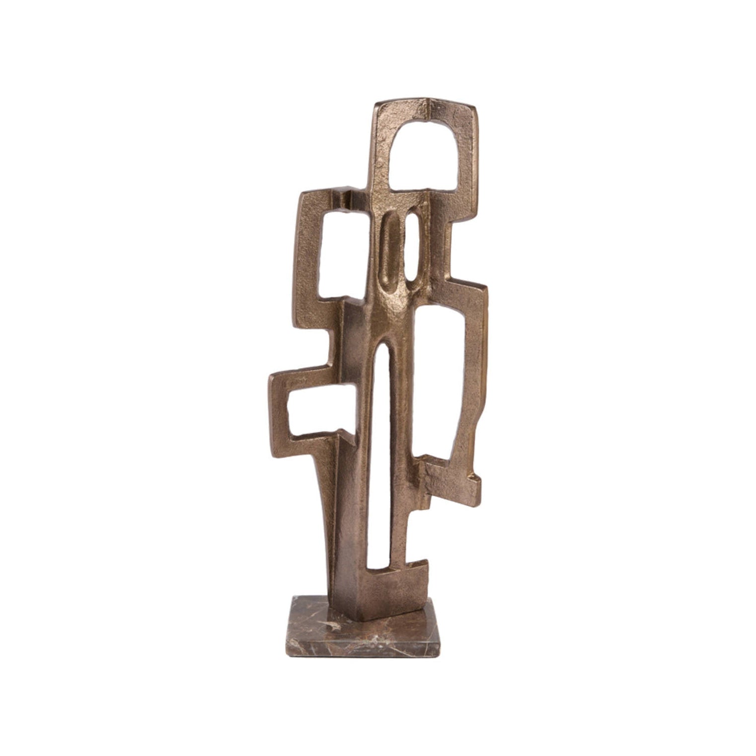 Rox Brown Bronze & Marble Geometric Ornament on Stand 55cm