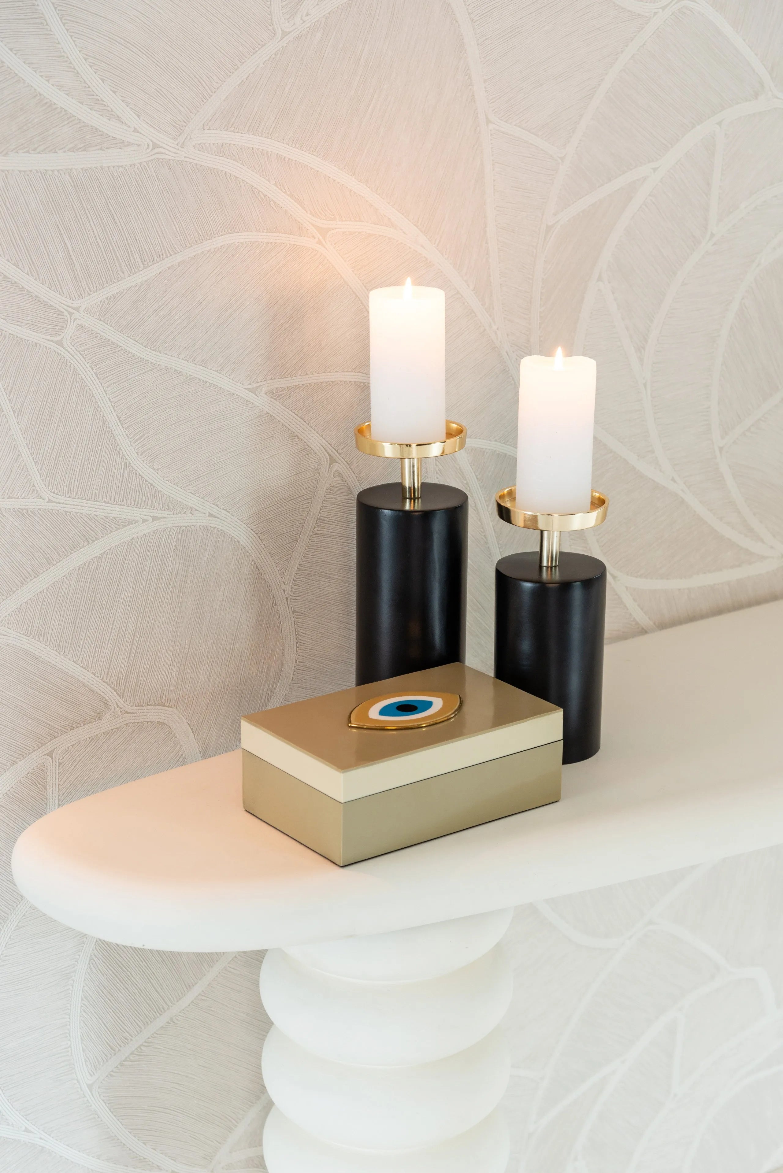 Richmond Interiors Caya Black & Gold Candle Holder Small