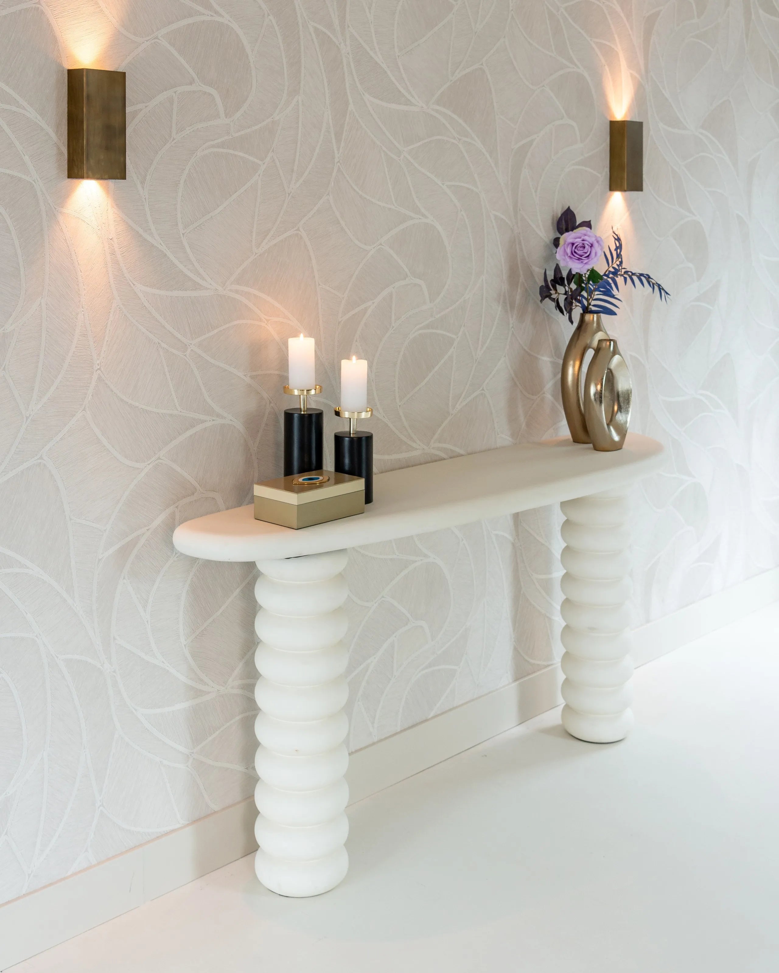 Richmond Interiors Bloomstone Soft Chalk White Console Table
