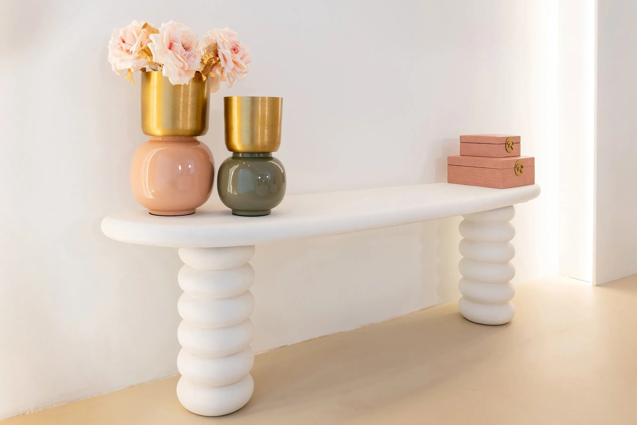 Richmond Interiors Clover Pastel Khaki Green & Gold Vase