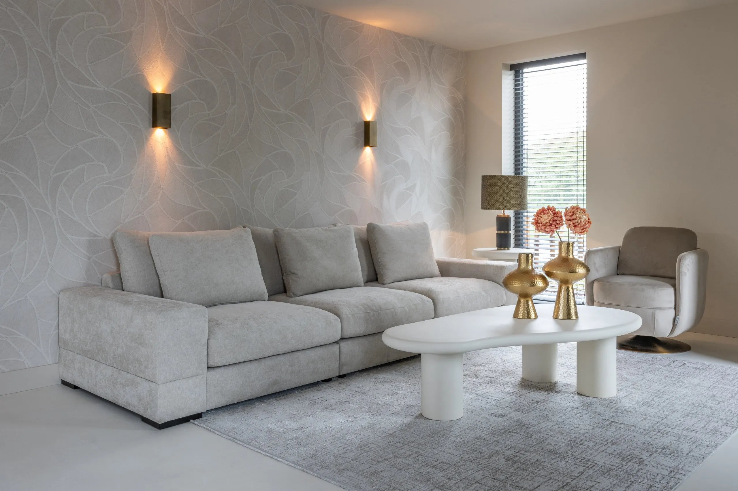 Richmond Interiors Bloomstone Soft Chalk White Abstract Coffee Table