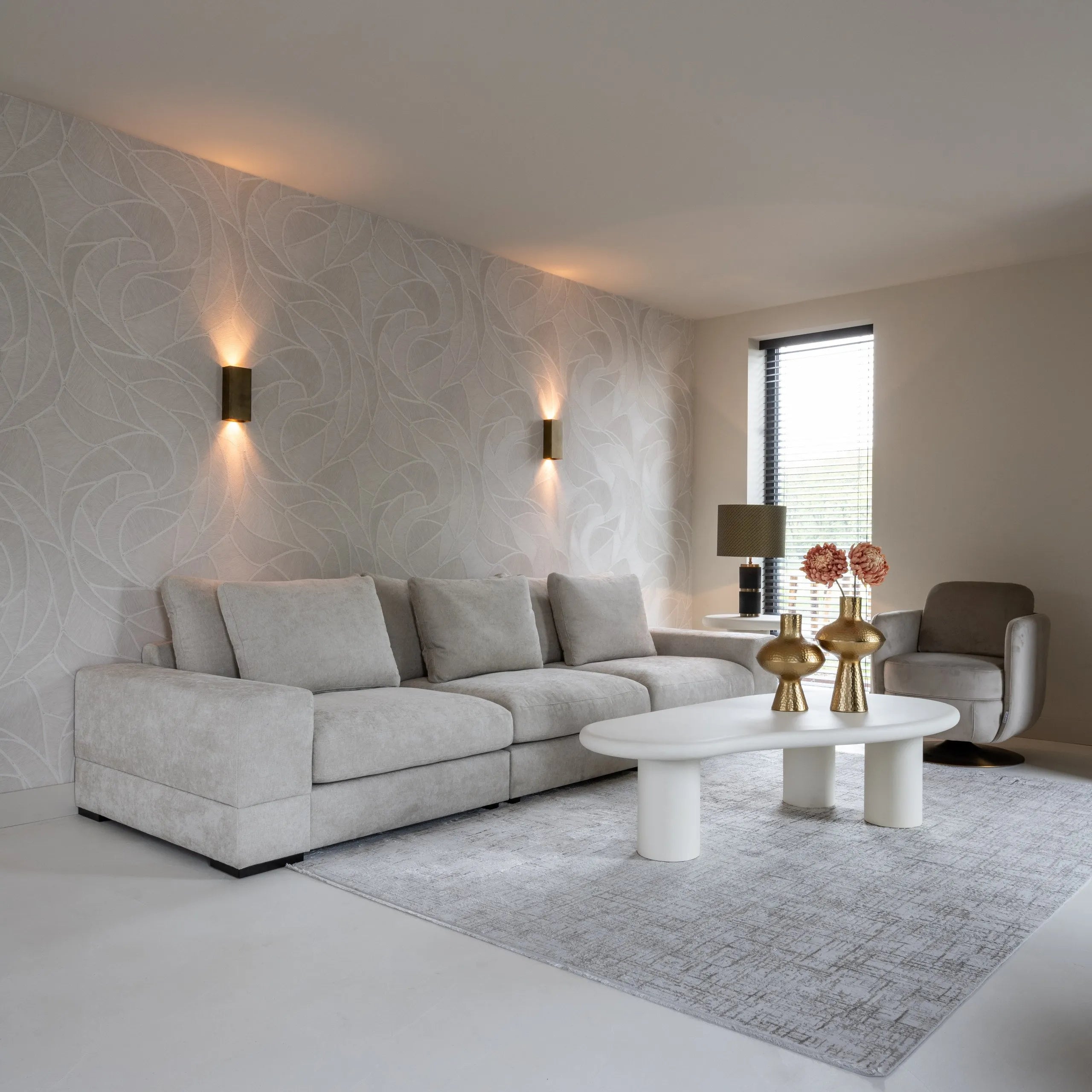Richmond Interiors Bloomstone Soft Chalk White Abstract Coffee Table