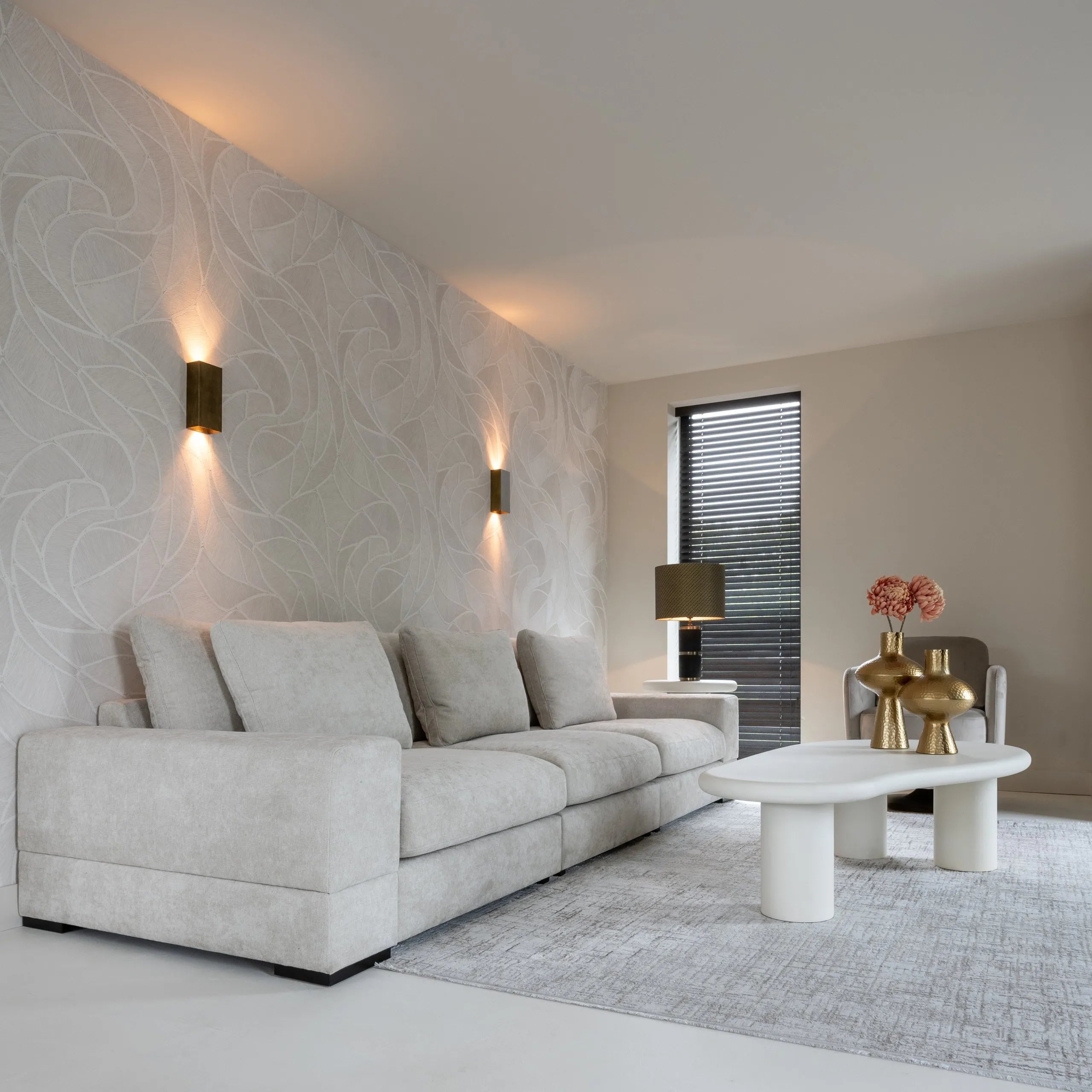 Richmond Interiors Bloomstone Soft Chalk White Abstract Coffee Table