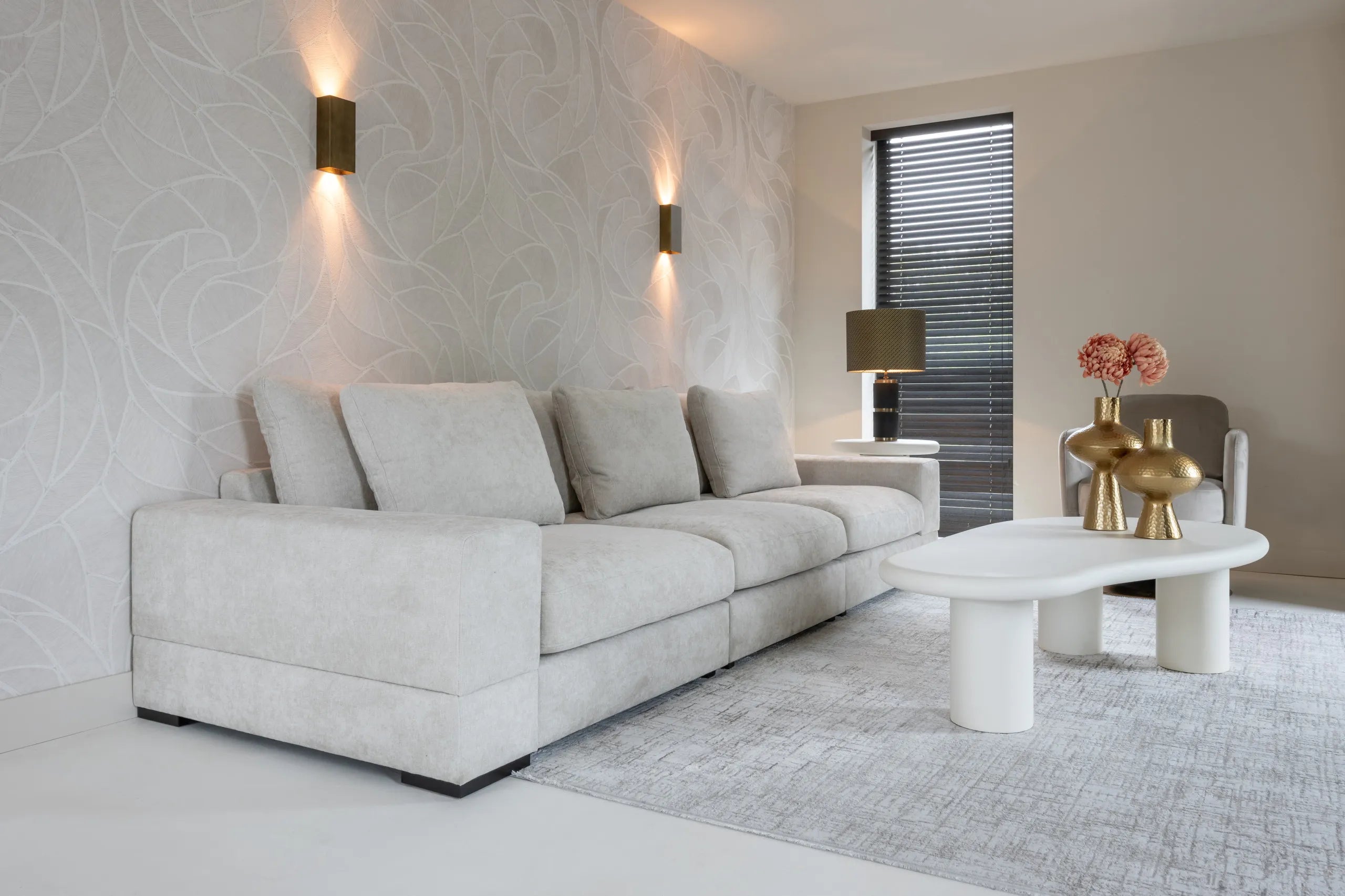 Richmond Interiors Bloomstone Soft Chalk White Abstract Coffee Table