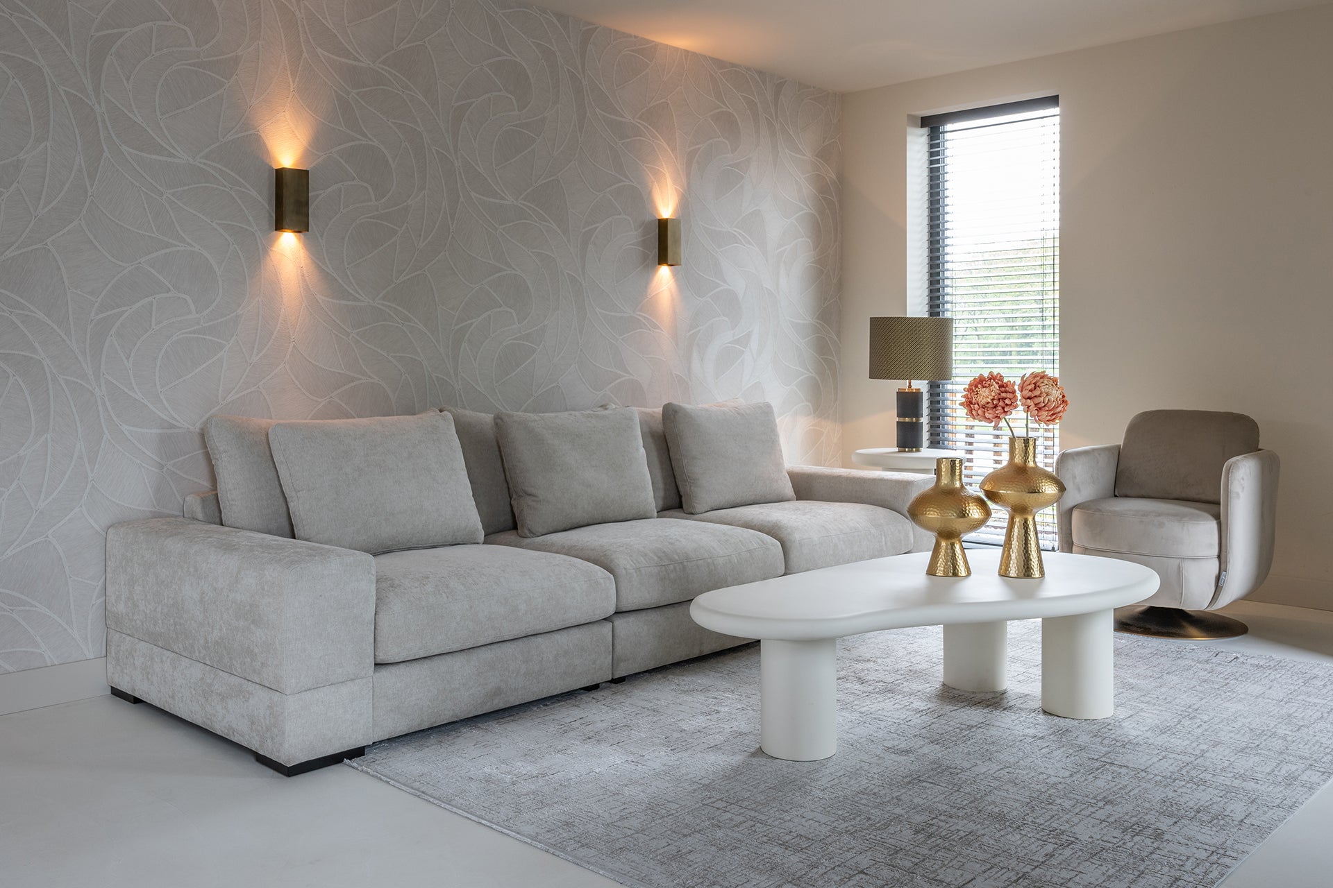 Richmond Interiors Bloomstone Soft Chalk White Abstract Coffee Table