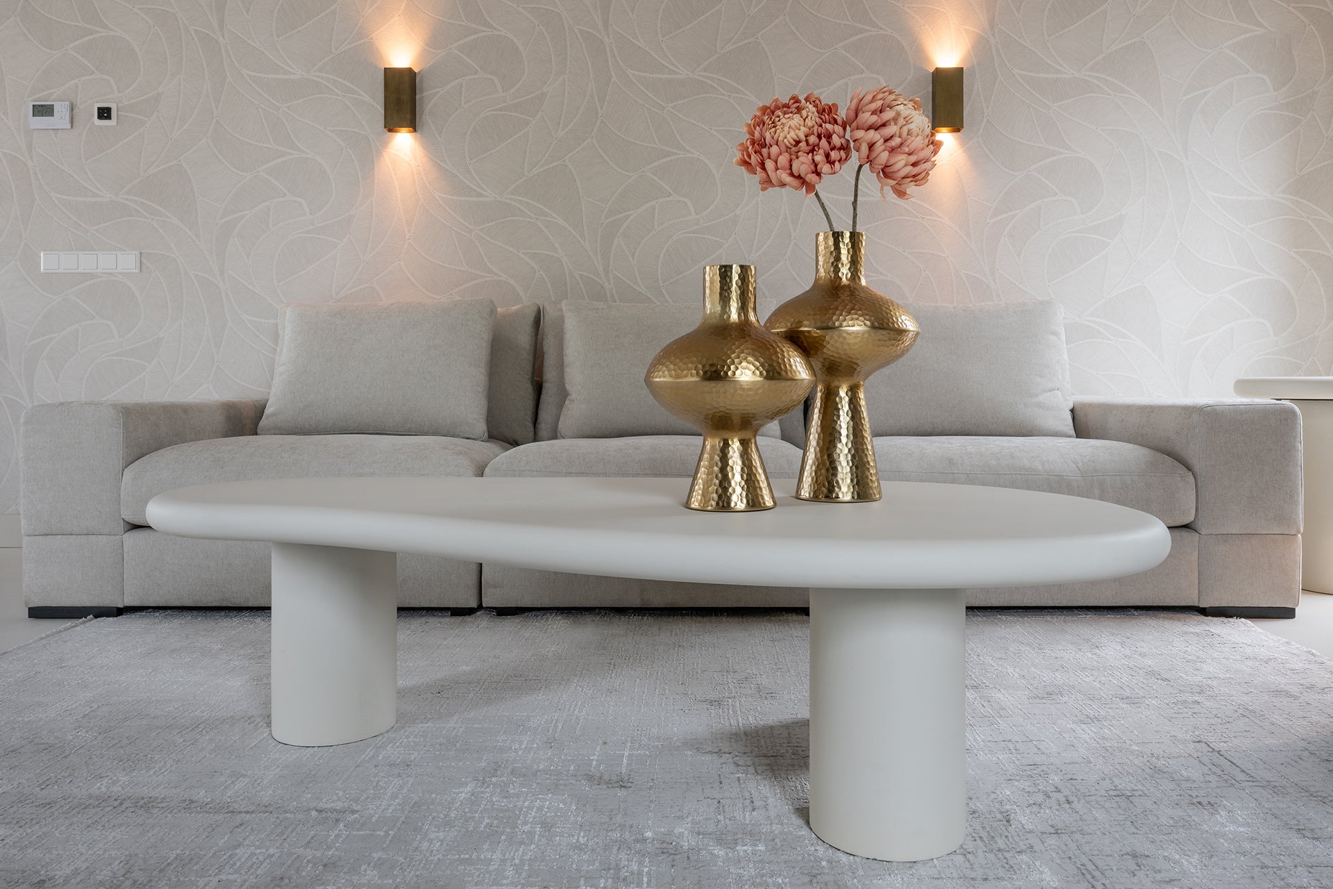 Richmond Interiors Bloomstone Soft Chalk White Abstract Coffee Table