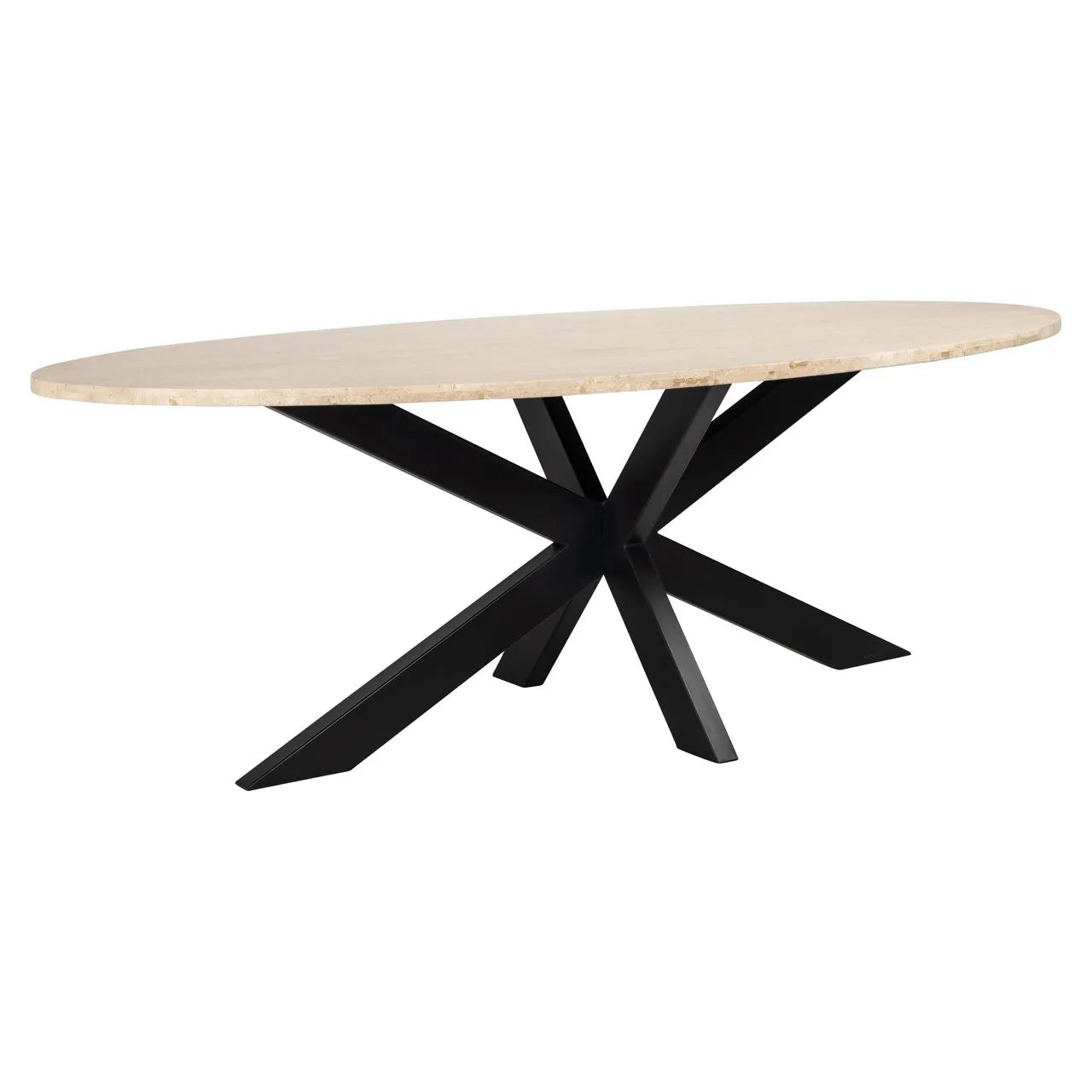Richmond Interiors Avalon Beige Travertine Oval Dining Table | 8 Seater