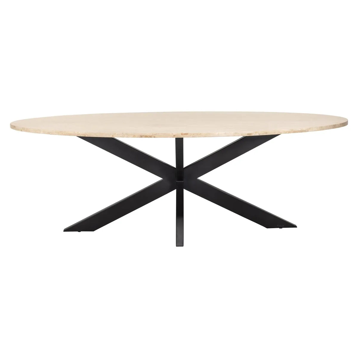 Richmond Interiors Avalon Beige Travertine Oval Dining Table | 8 Seater