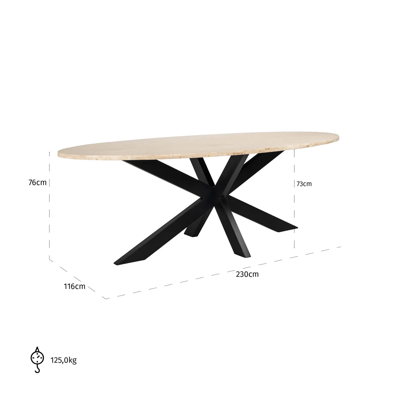 Richmond Interiors Avalon Beige Travertine Oval Dining Table | 8 Seater