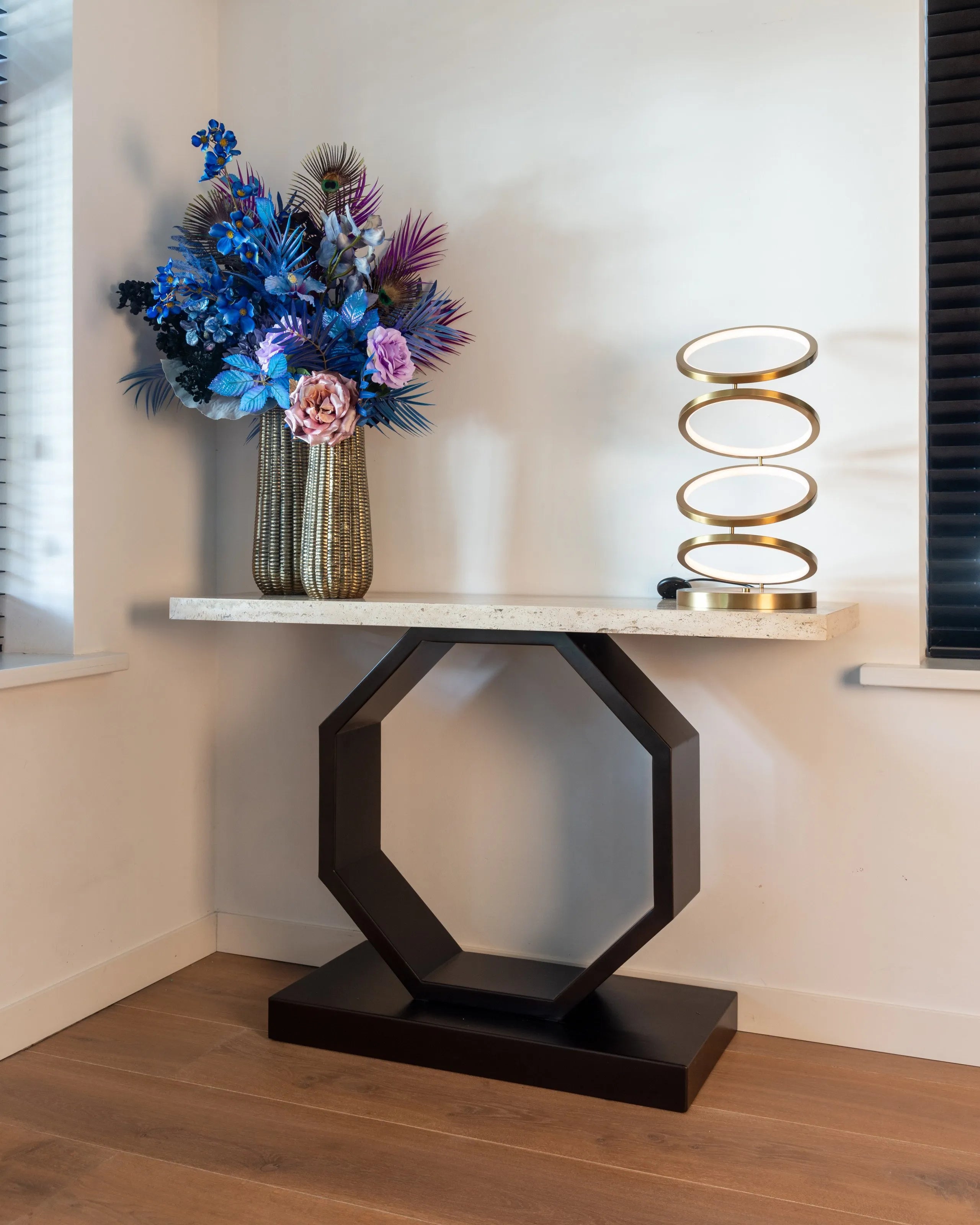 Richmond Interiors Jaimin Brushed Gold Stacked Rings Led Table Lamp