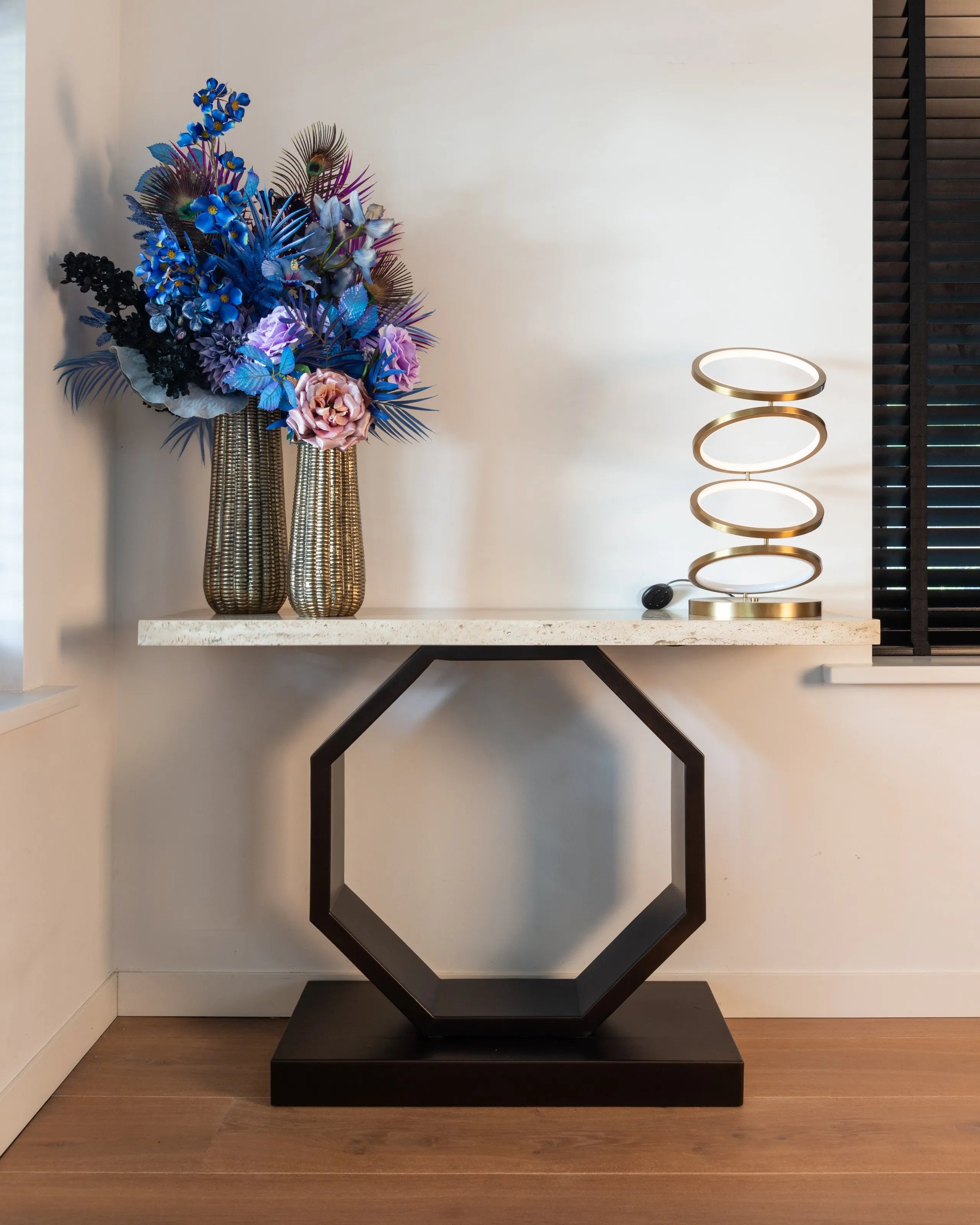 Richmond Interiors Jaimin Brushed Gold Stacked Rings Led Table Lamp
