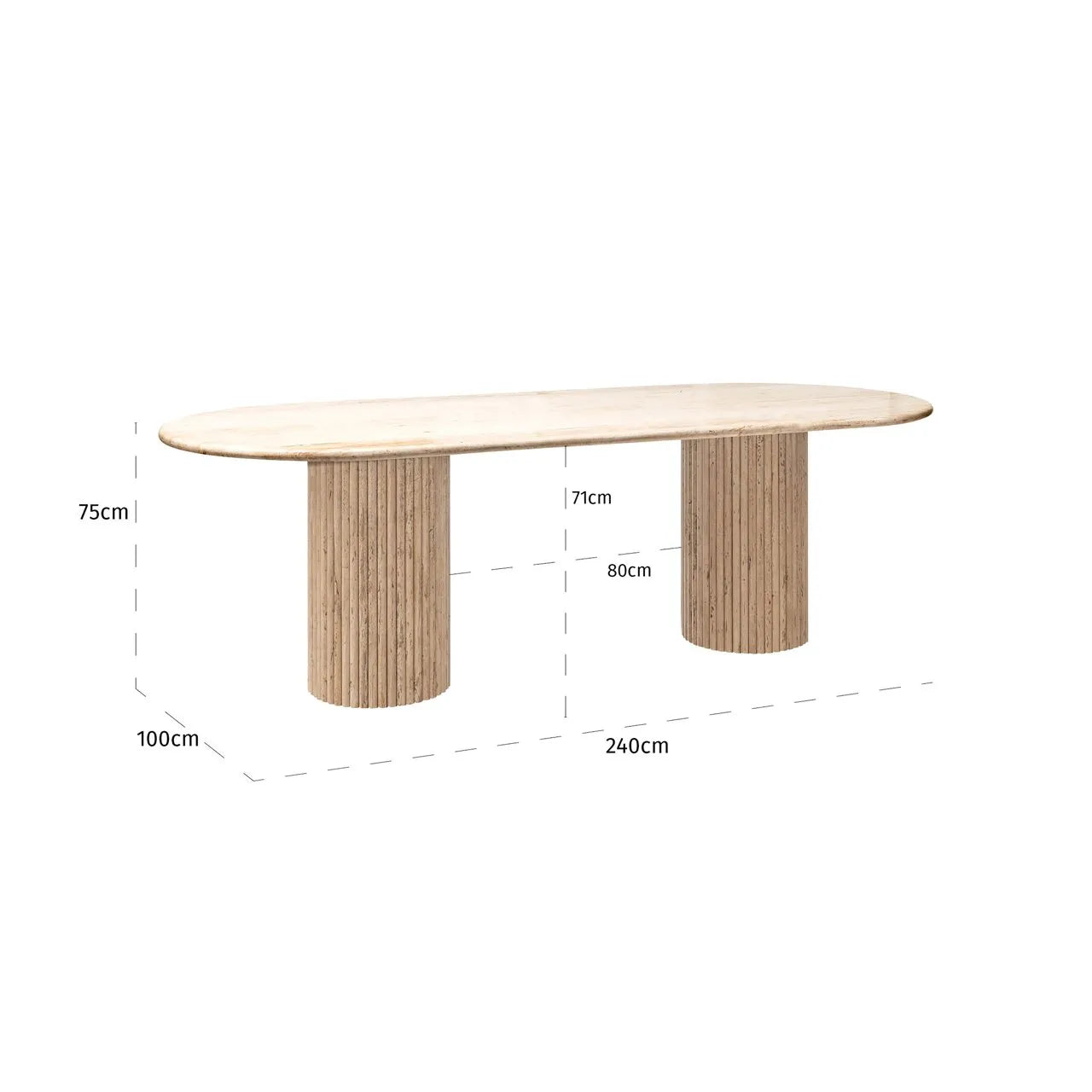 Richmond Interiors La Cantera Beige Travertine Oval Dining Table 240cm
