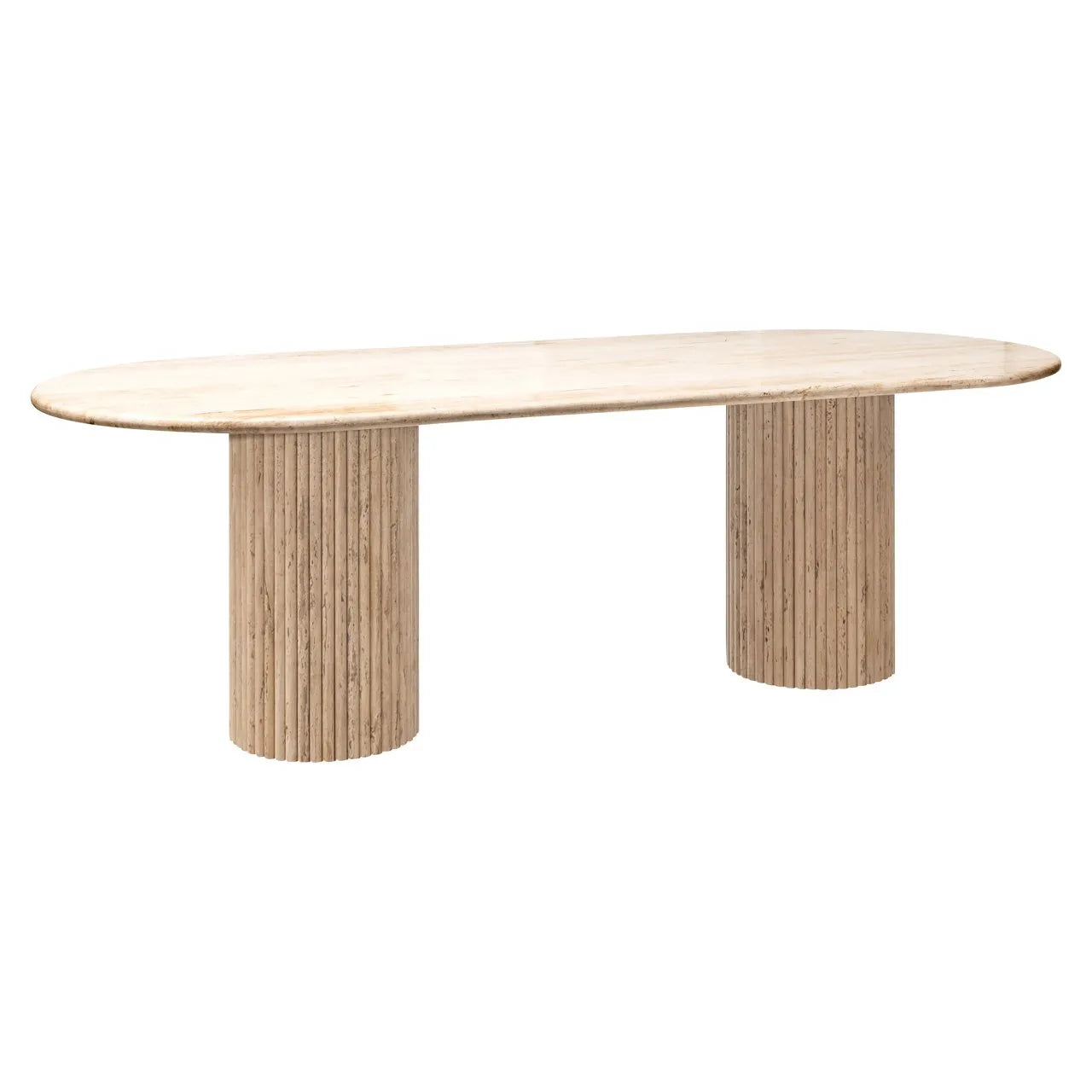 Richmond Interiors La Cantera Beige Travertine Oval Dining Table 240cm