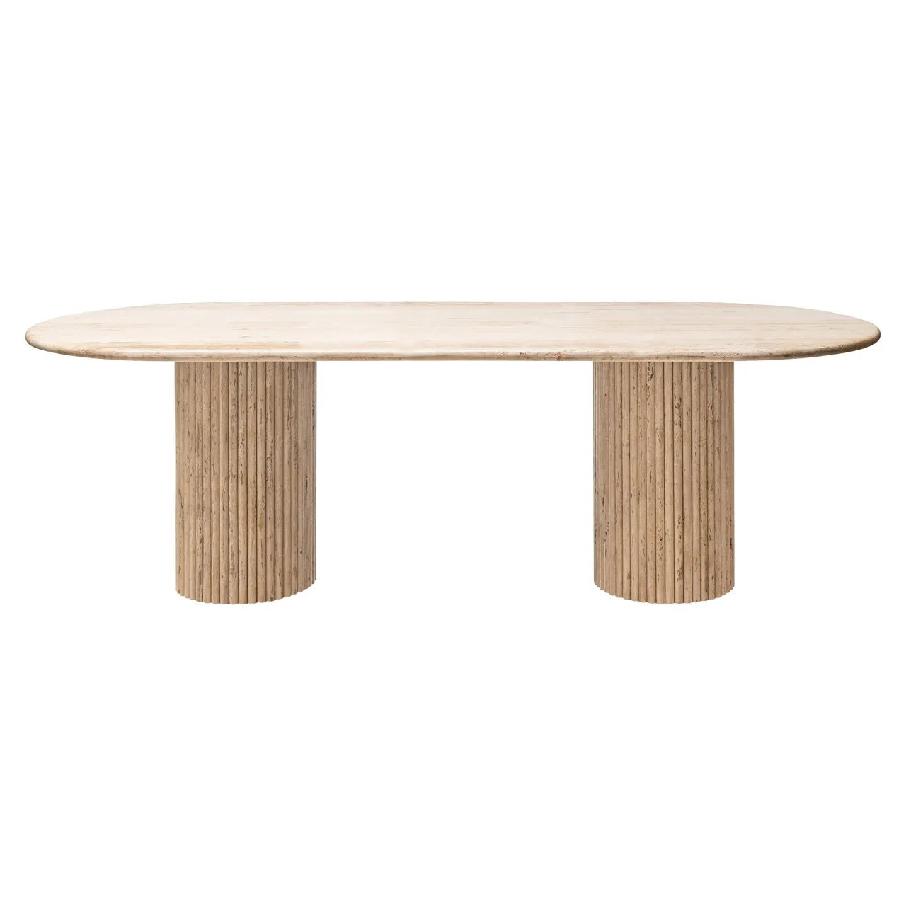 Richmond Interiors La Cantera Beige Travertine Oval Dining Table 240cm