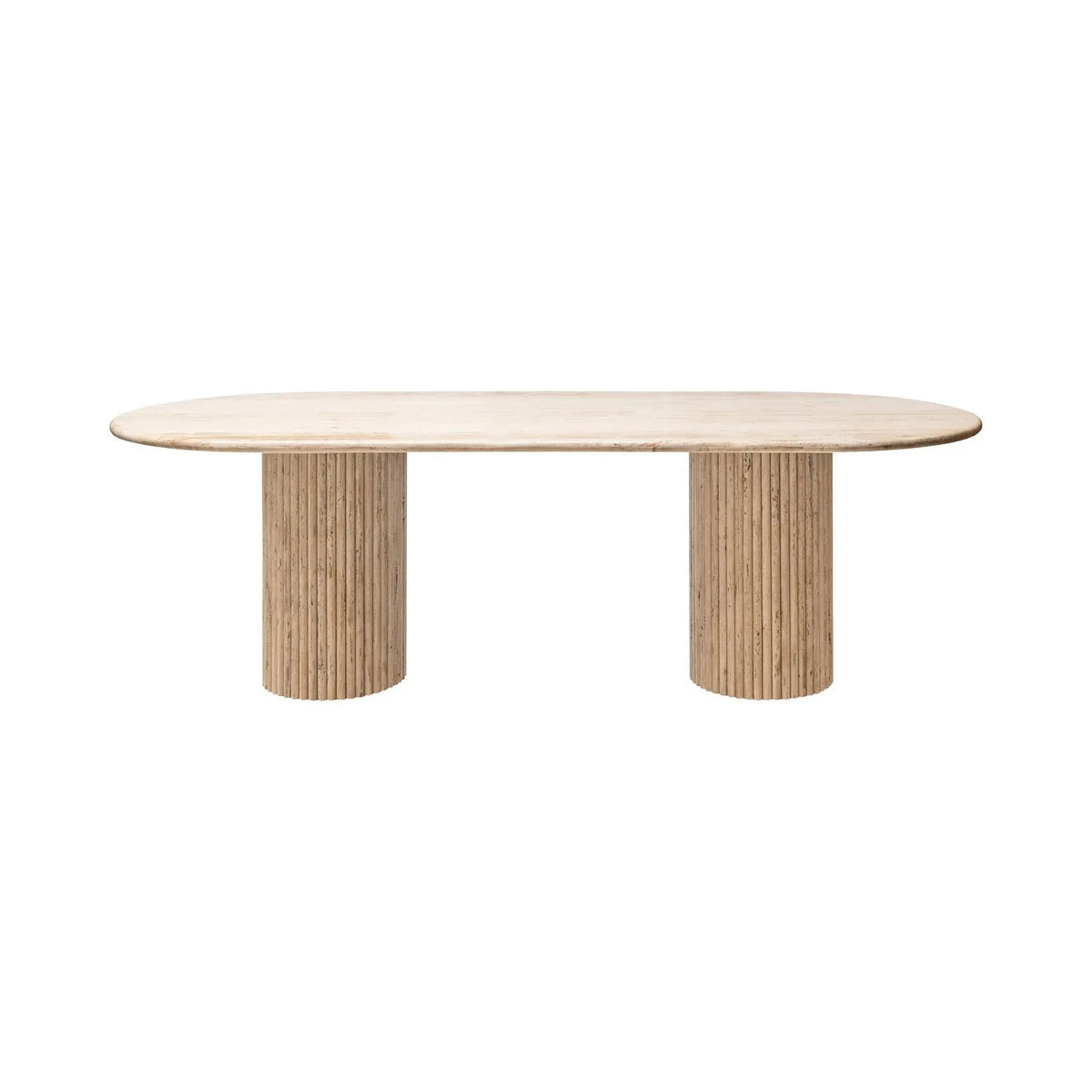 Richmond Interiors La Cantera Beige Travertine Oval Dining Table 240cm