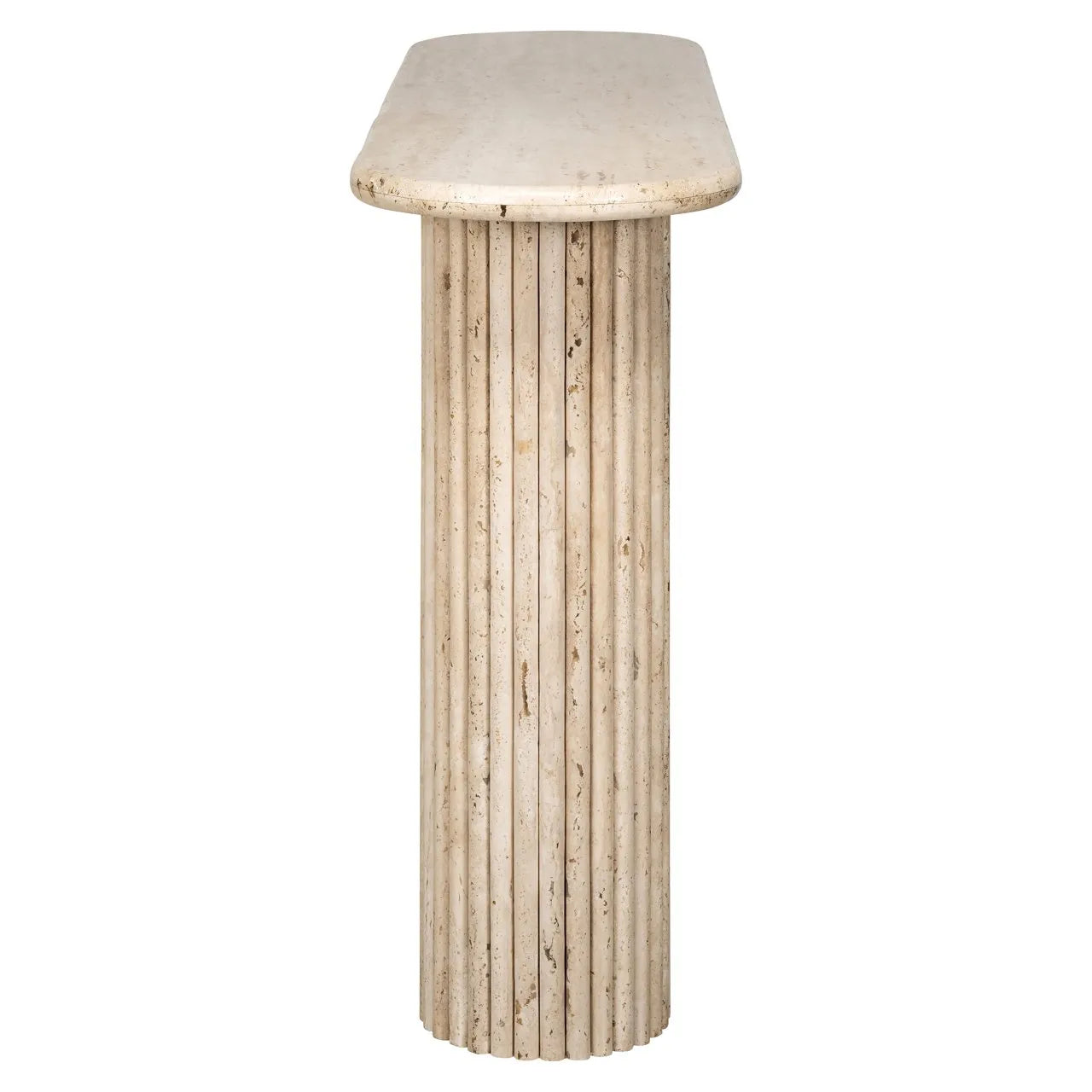 Richmond Interiors La Cantera Organic Beige Travertine Oval Console Table