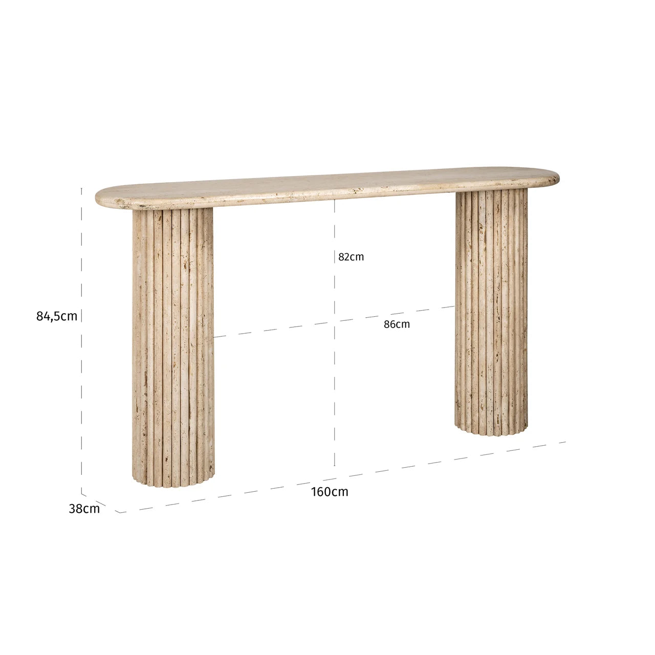 Richmond Interiors La Cantera Organic Beige Travertine Oval Console Table