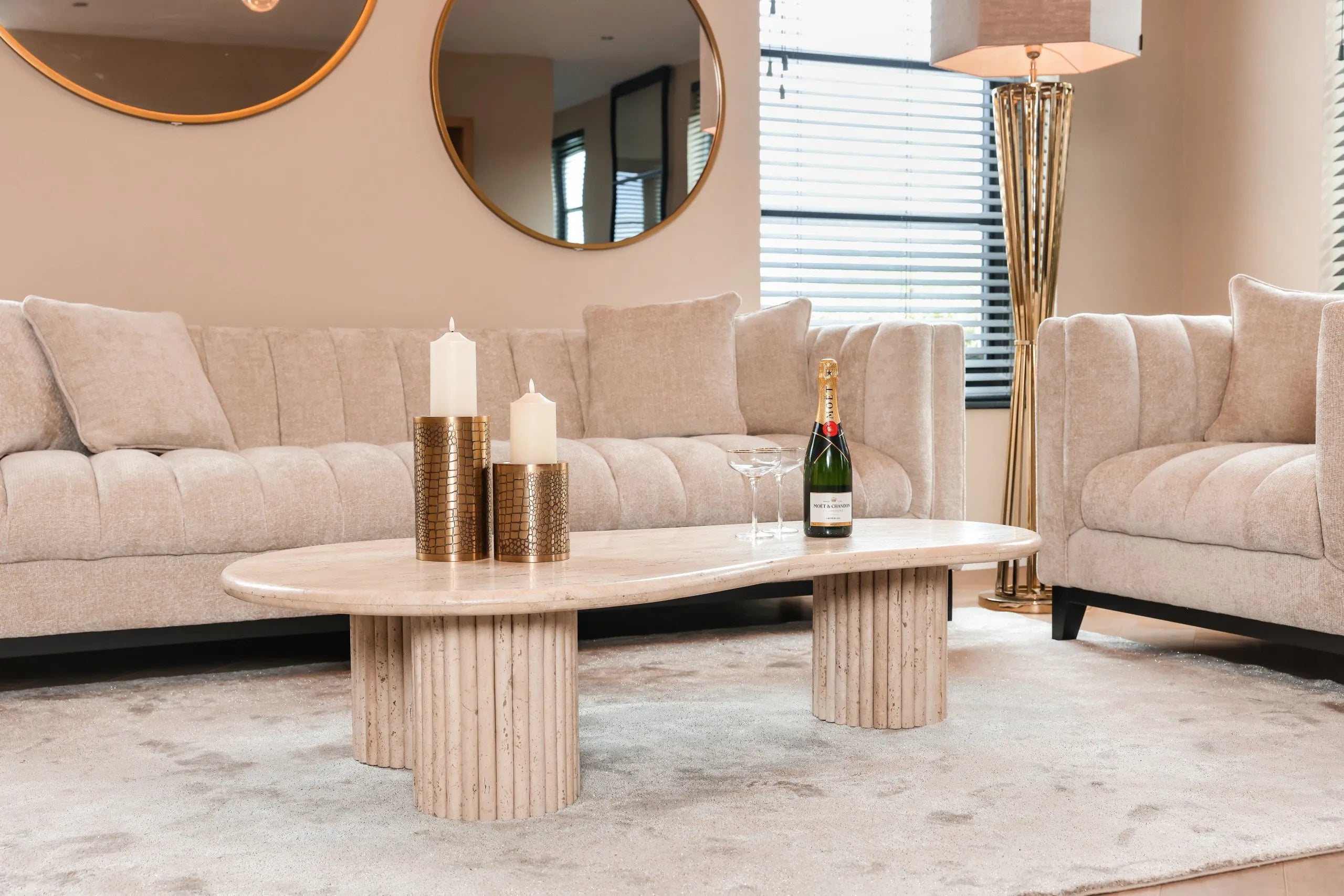 Richmond Interiors La Cantera Organic Beige Travertine Coffee Table