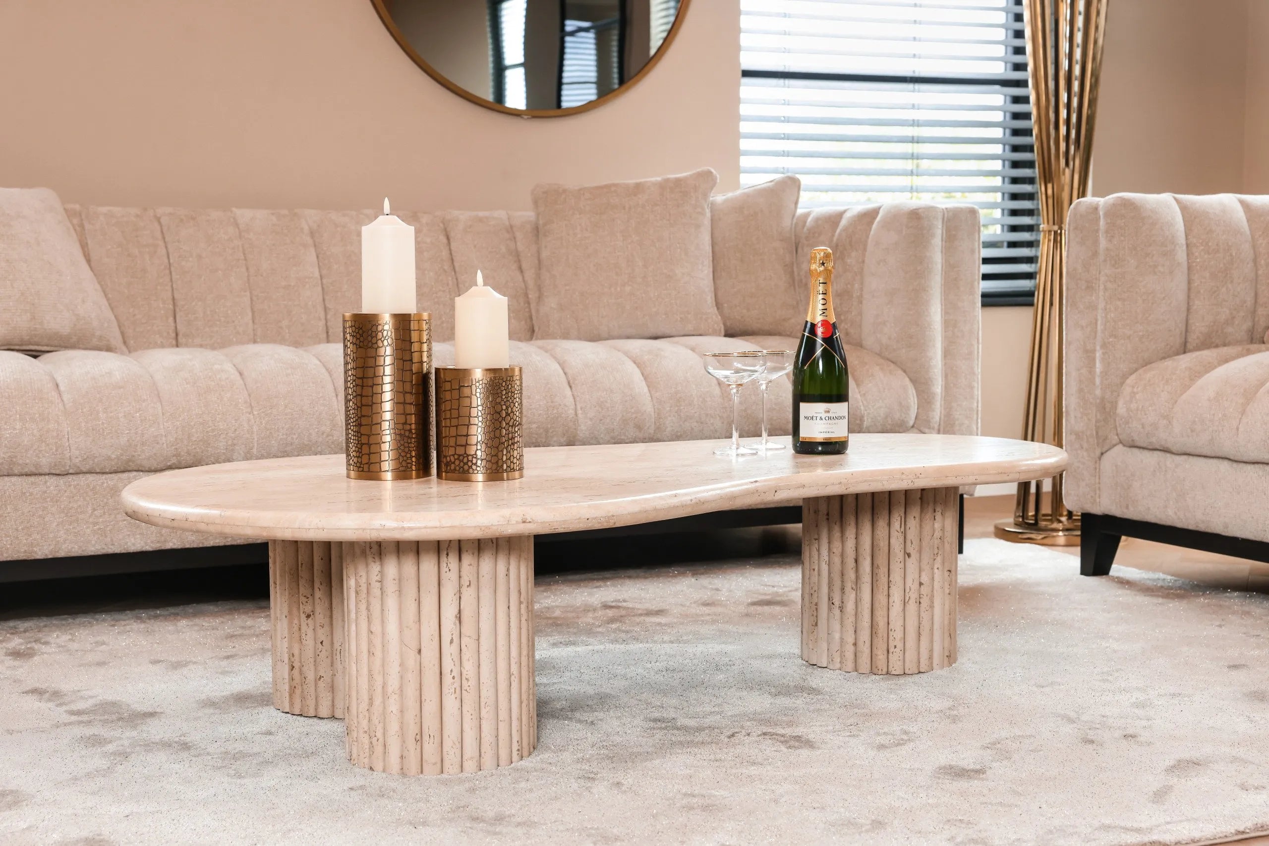 Richmond Interiors La Cantera Organic Beige Travertine Coffee Table