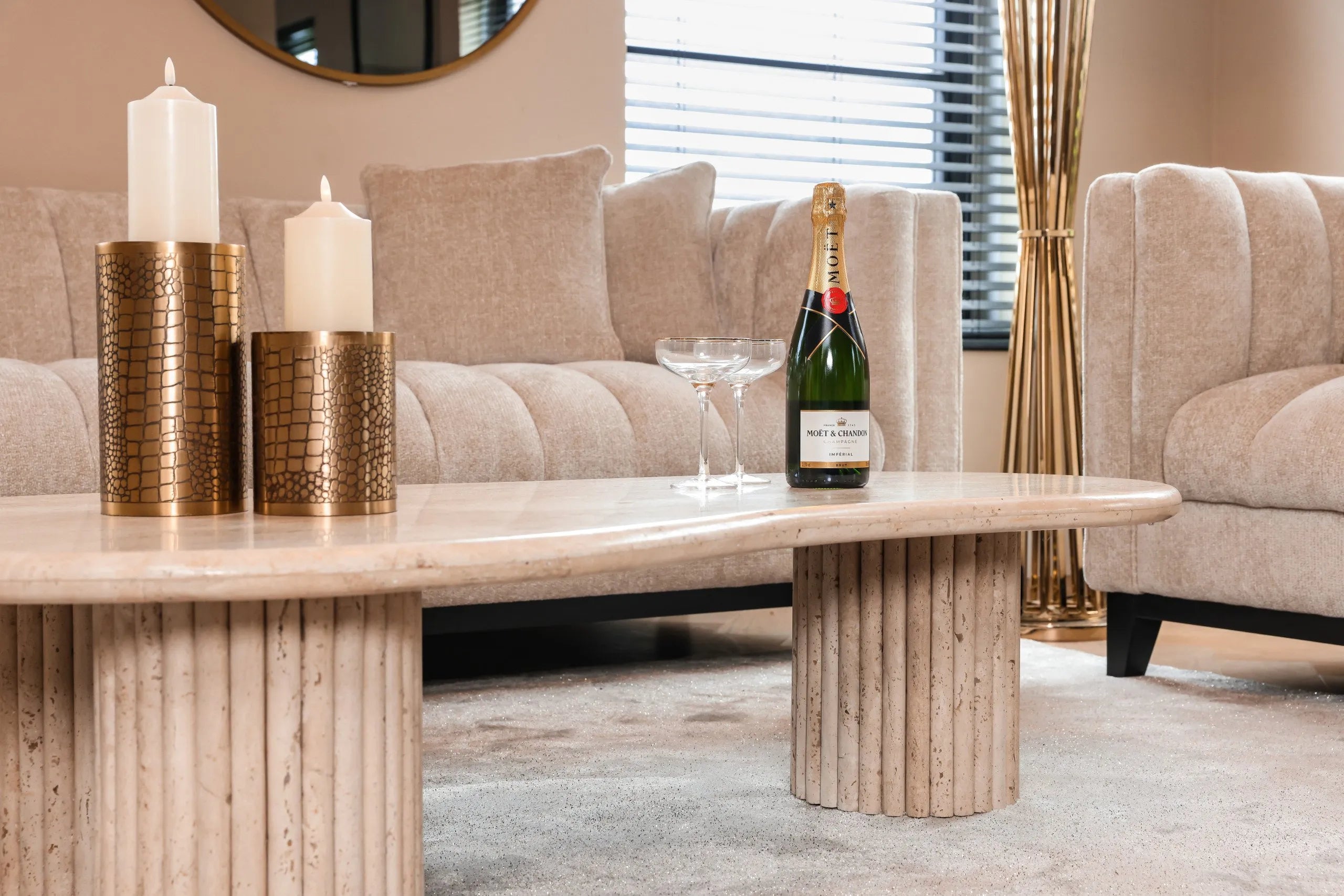 Richmond Interiors La Cantera Organic Beige Travertine Coffee Table