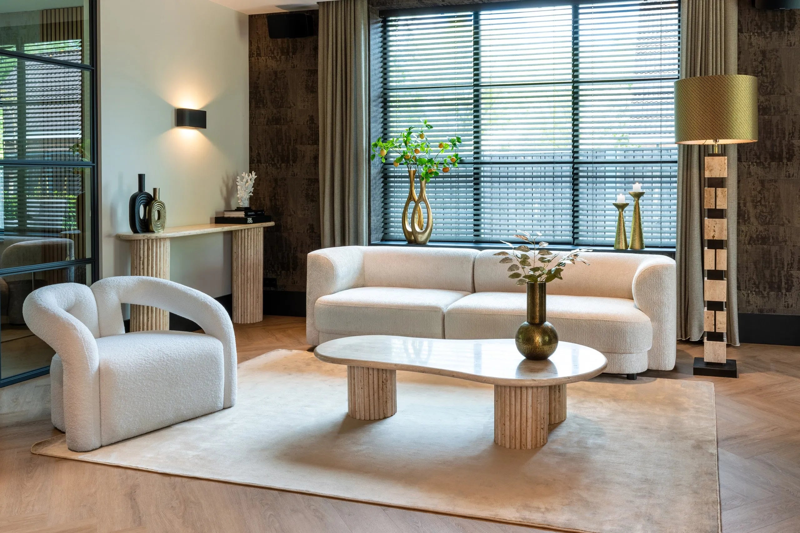 Richmond Interiors La Cantera Organic Beige Travertine Coffee Table