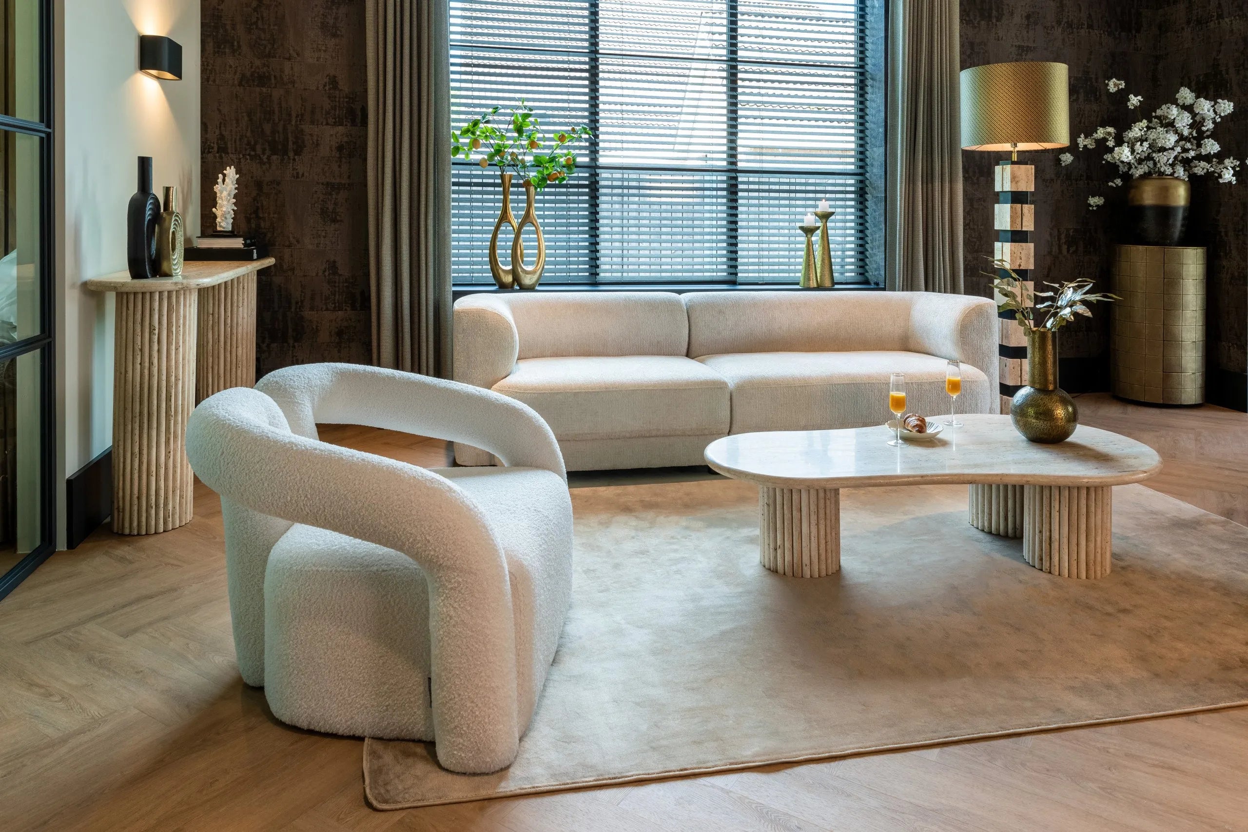 Richmond Interiors La Cantera Organic Beige Travertine Coffee Table