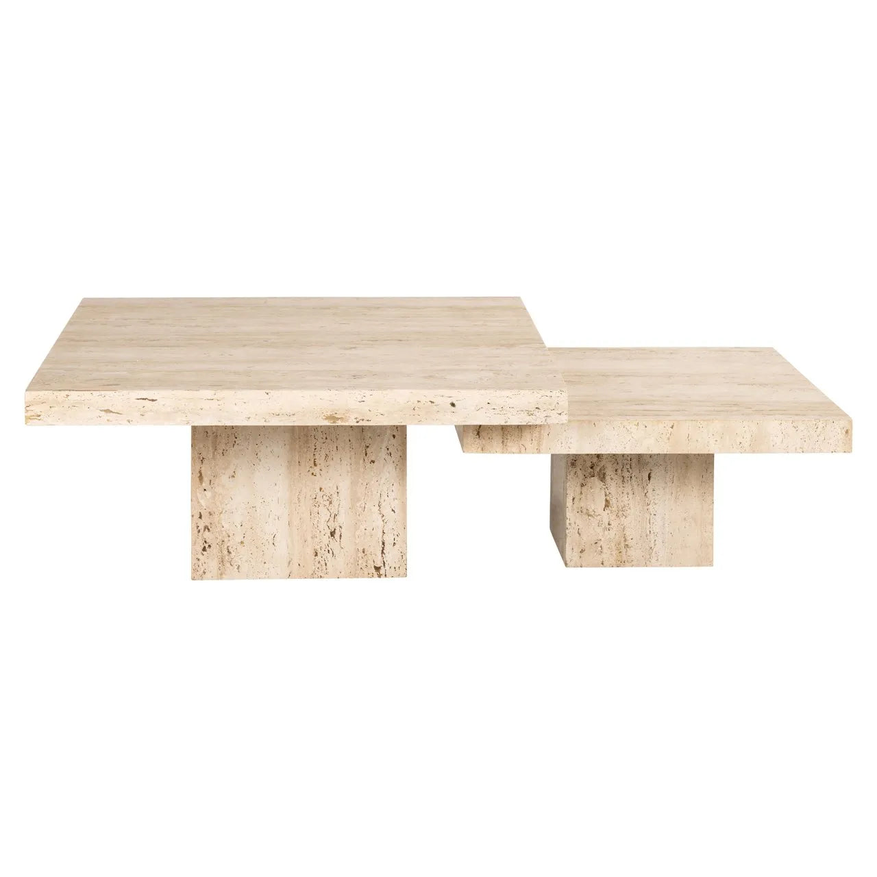 Set of 2 Richmond Interiors La Cantera Organic Beige Travertine Square Coffee Table Nest