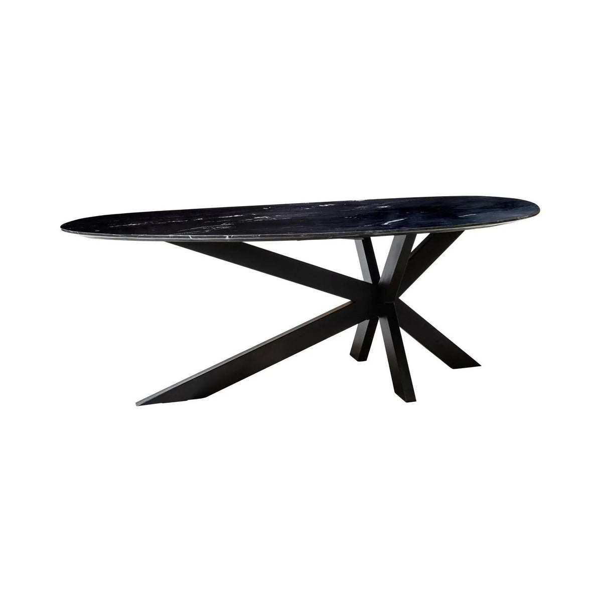 Richmond Interiors Trocadero Black & Black Marble Oval Dining Table | 6 Seater