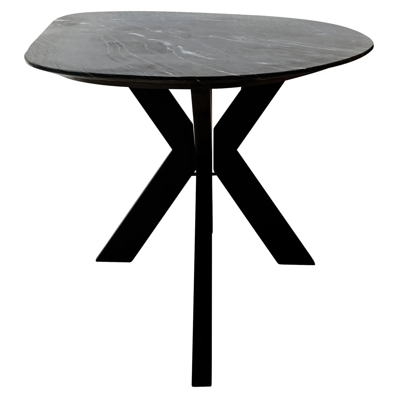 Richmond Interiors Trocadero Black & Black Marble Oval Dining Table | 6 Seater