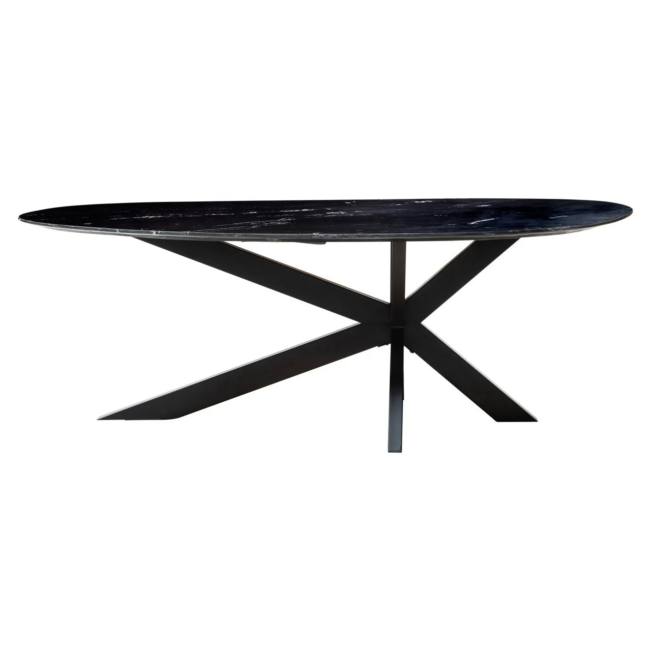 Richmond Interiors Trocadero Black & Black Marble Oval Dining Table | 6 Seater